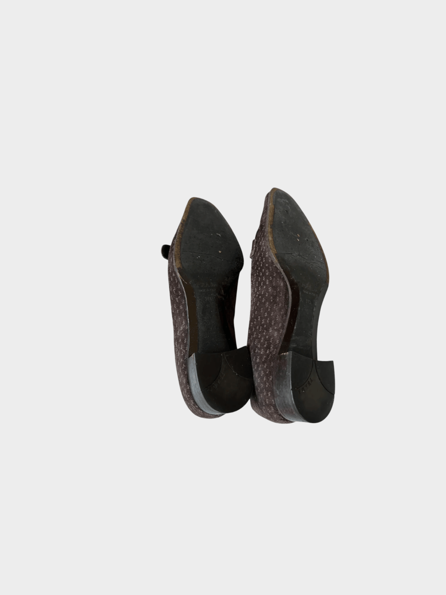 Prada 2000s Brown Suede Ostrich Buckle Loafer Flats