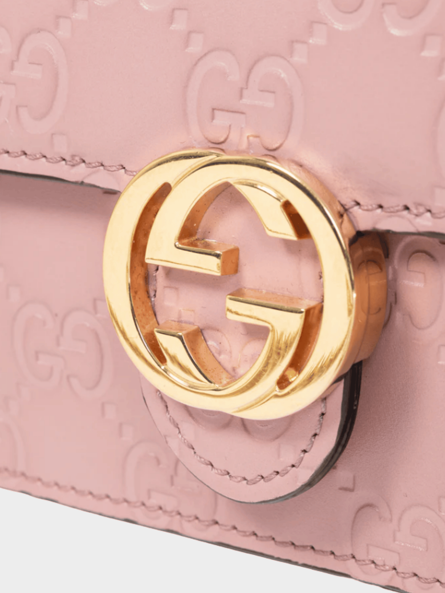 Gucci 2016 Pink Icon Camellia Guccissima Gucci Signature Chain Wallet