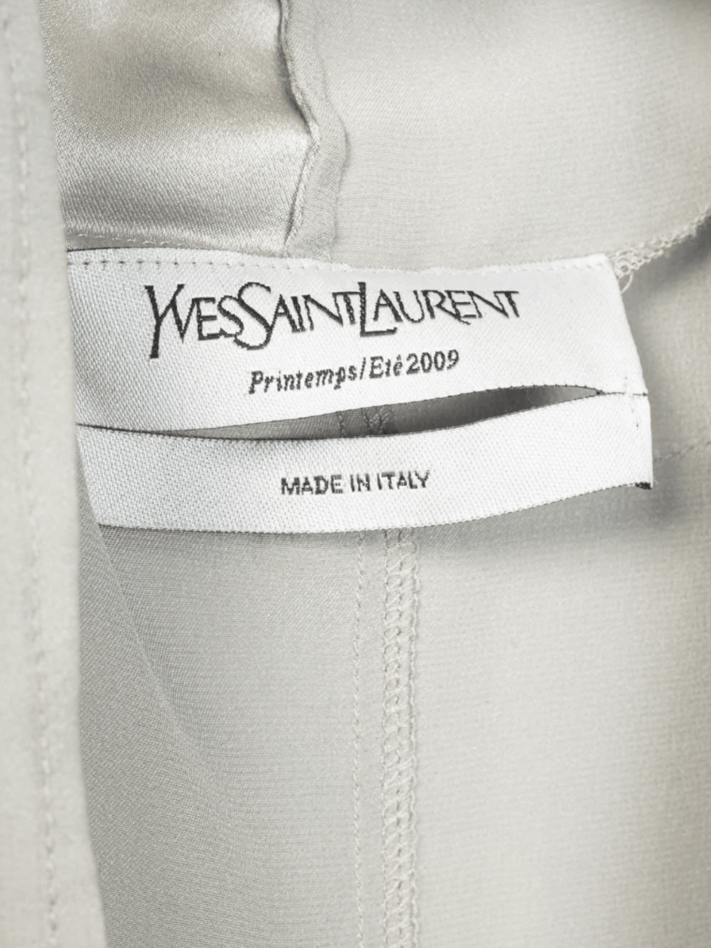 Yves Saint Laurent SS 2009 Grey Silk-Charmeuse Cowl Blouse