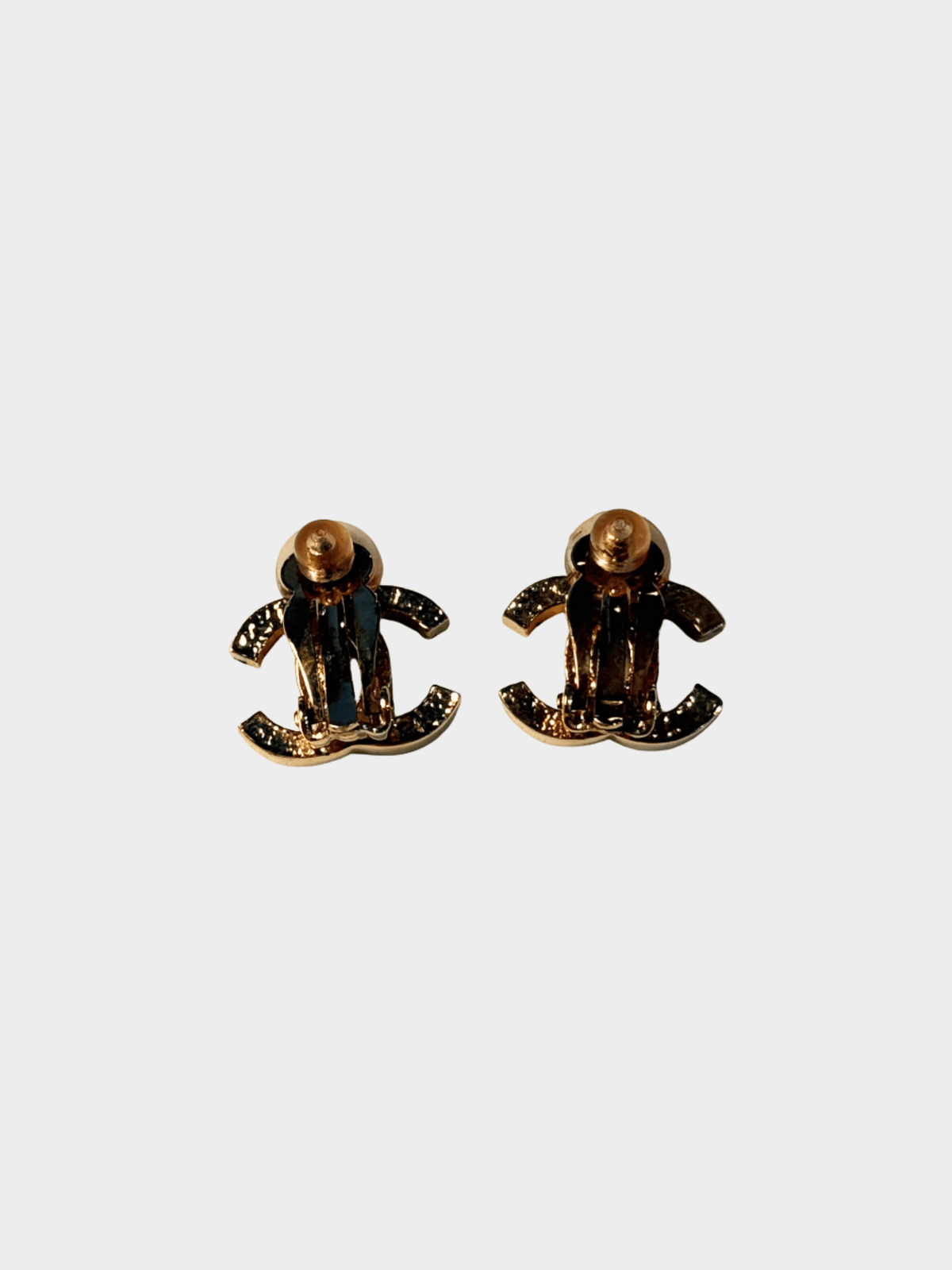 Chanel 2000s Gold Plated Metal CC Logo Earrings