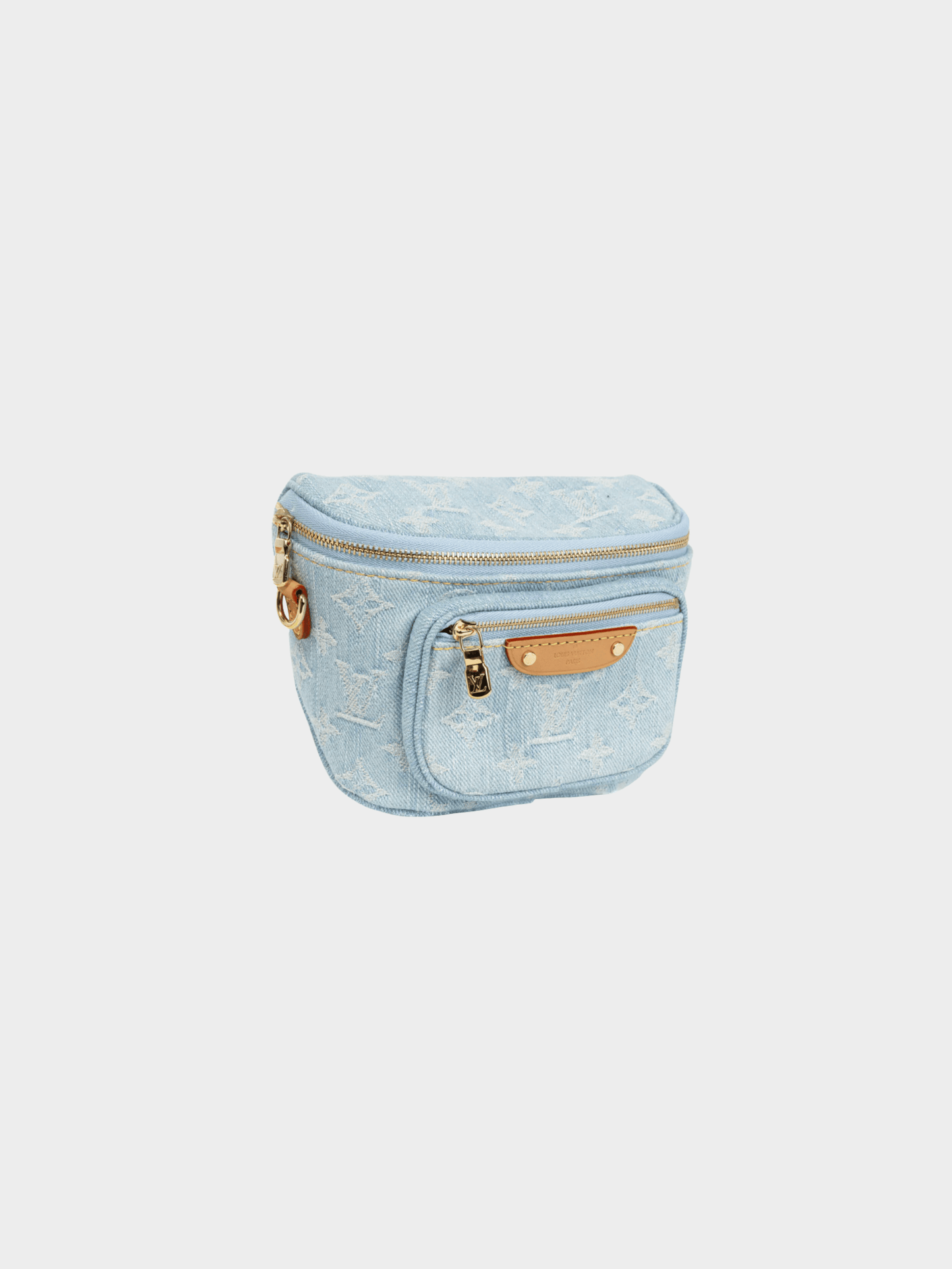 Louis Vuitton 2010s Sky Blue Monogram Denim Mini Bumbag
