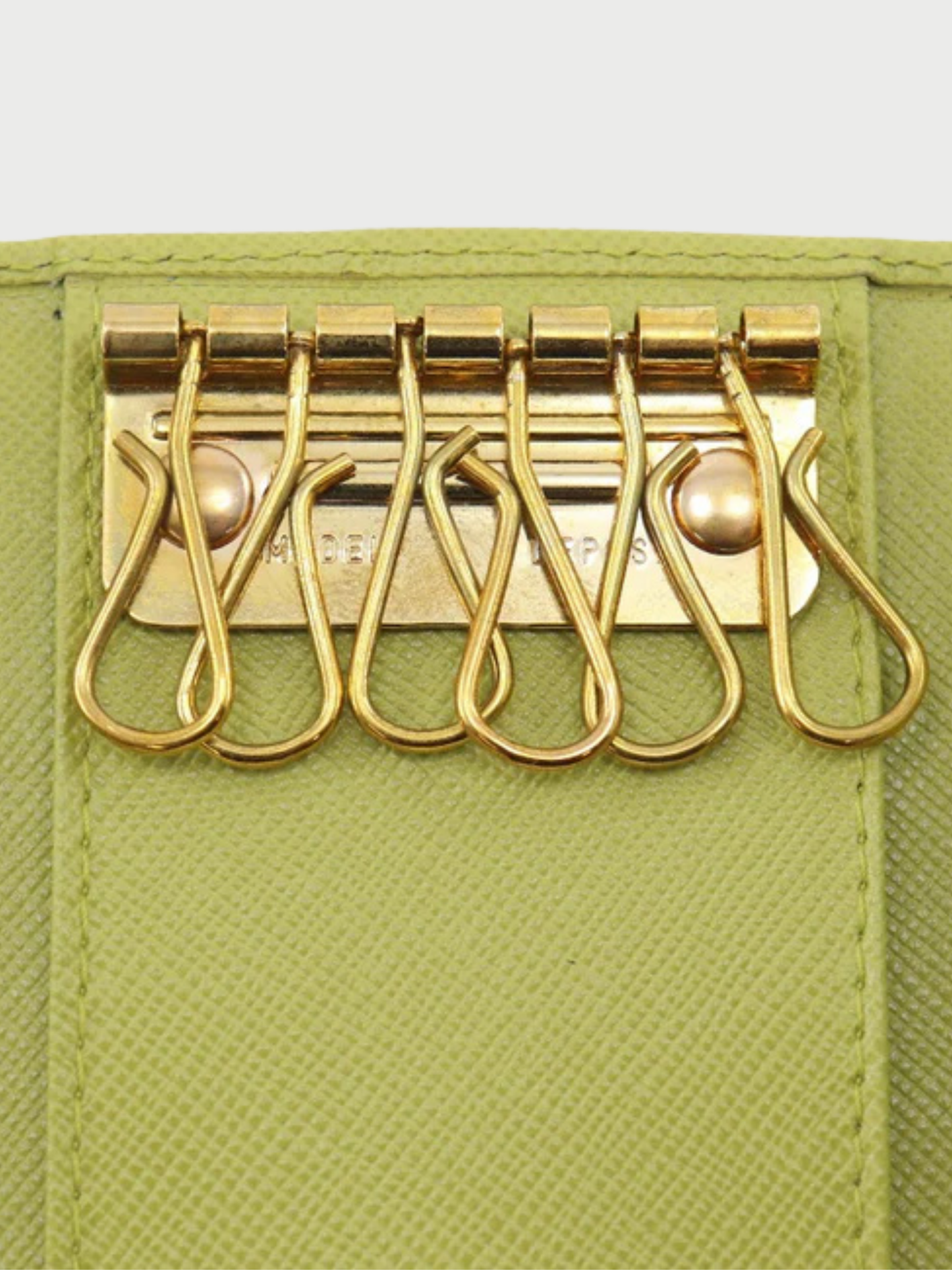Prada SS 2020 Green Saffiano Leather Triangle Logo Key Case
