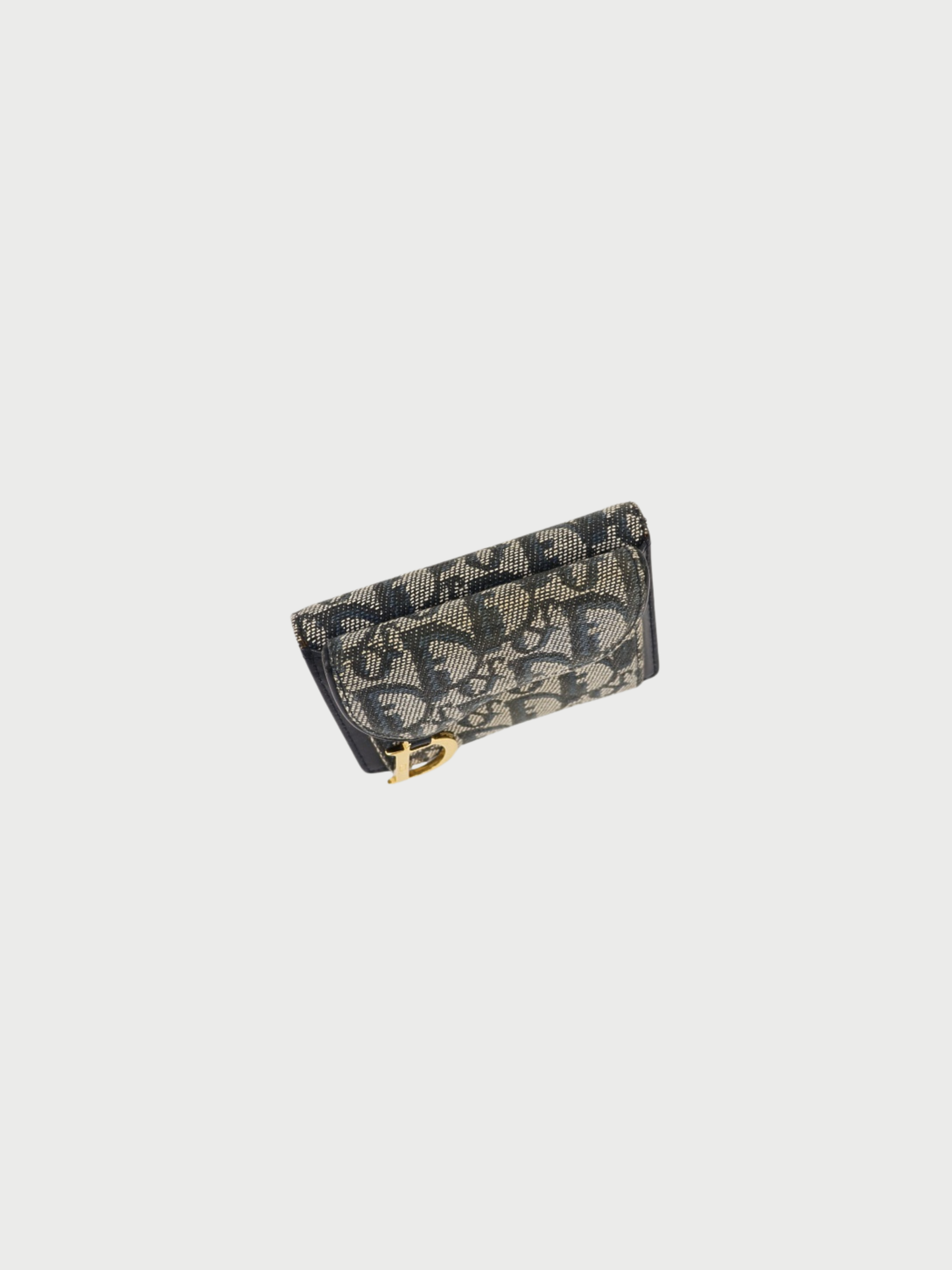 Christian Dior 2000s Navy Trotter Canvas Saddle Wallet