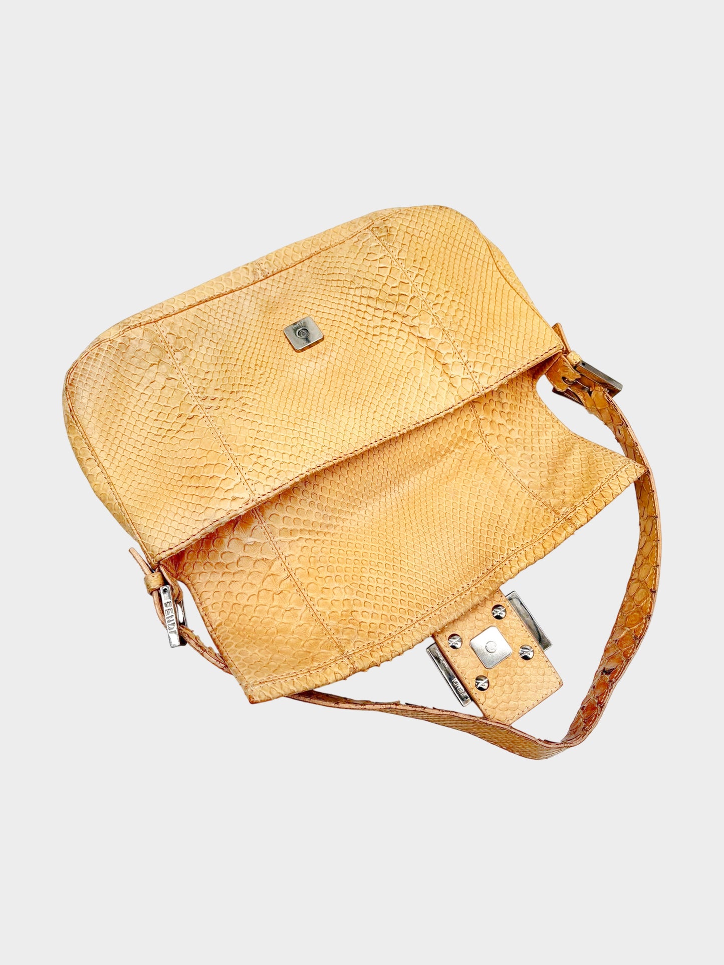 Fendi 2000s Beige Python Baguette Bag
