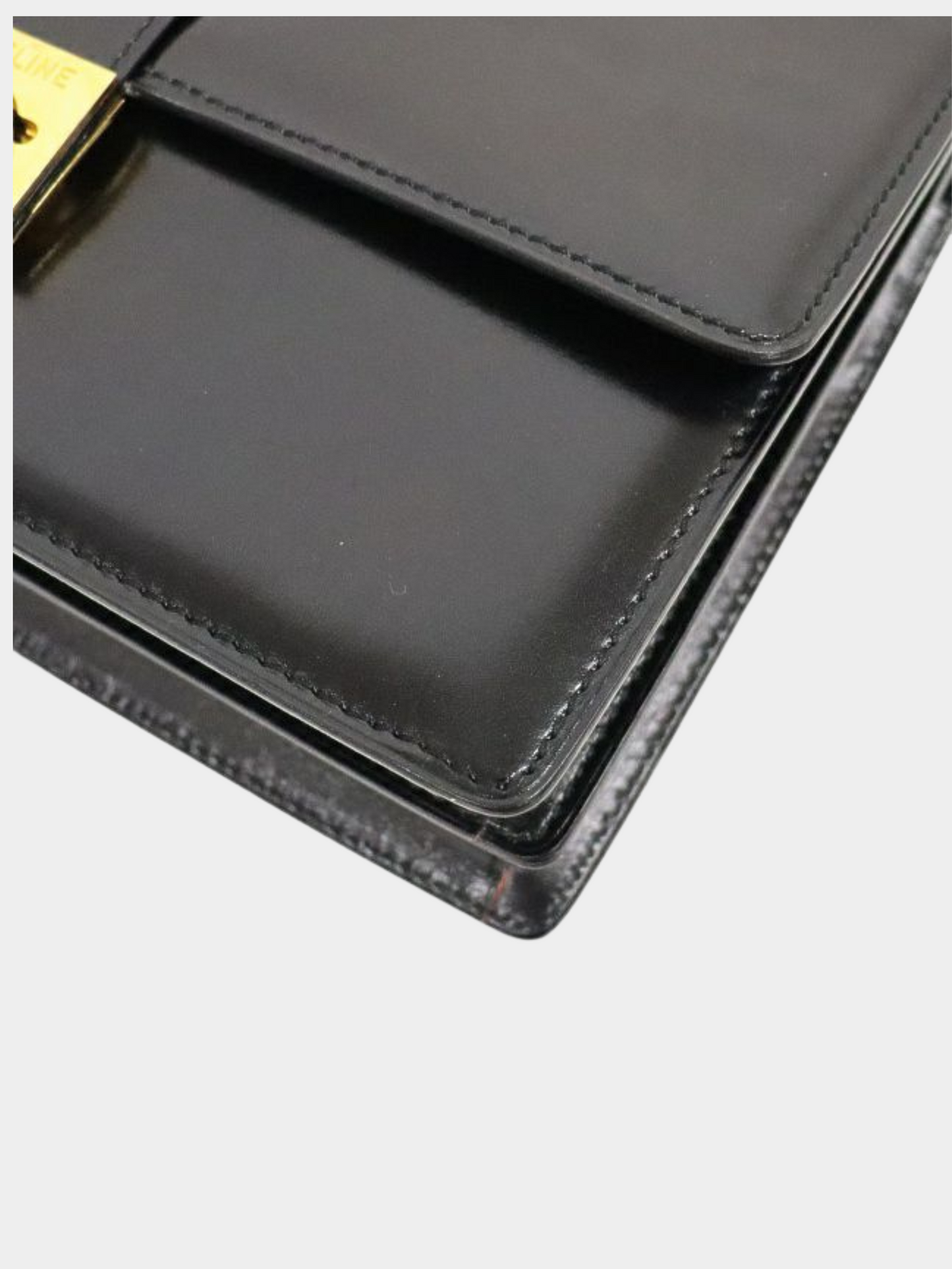 Celine 1990s Black Gancini Hardware Leather Handbag