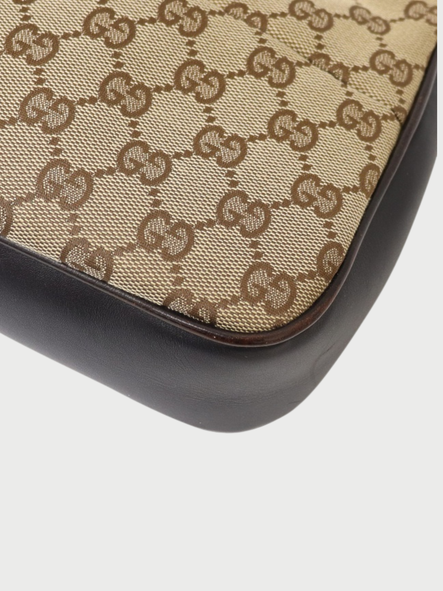 Gucci 2000s Beige Brown GG Canvas Bamboo One-Shoulder Bag