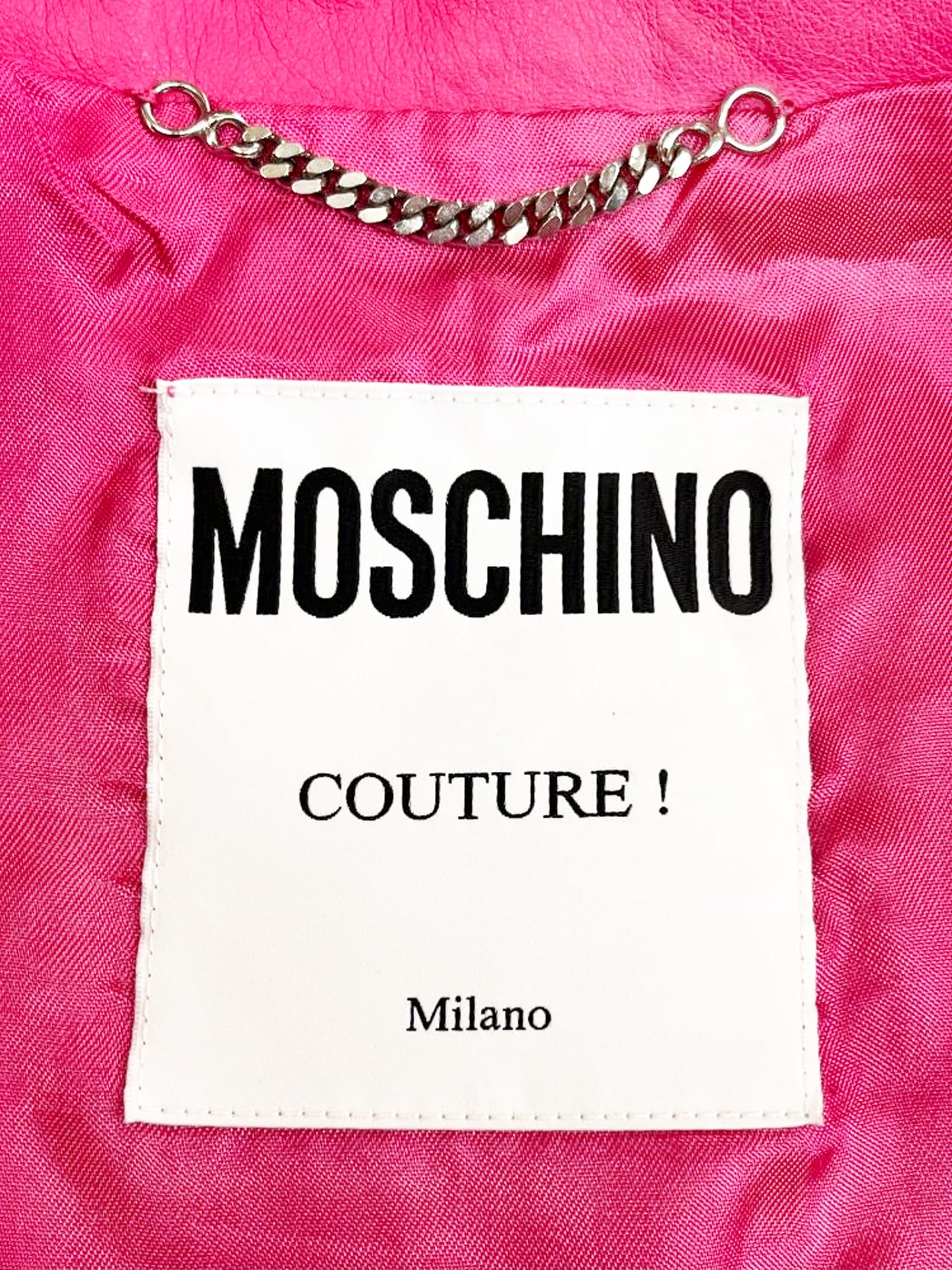 Moschino x Jeremy Scott SS 2015 Couture Barbie Pink Leather Cropped Jacket