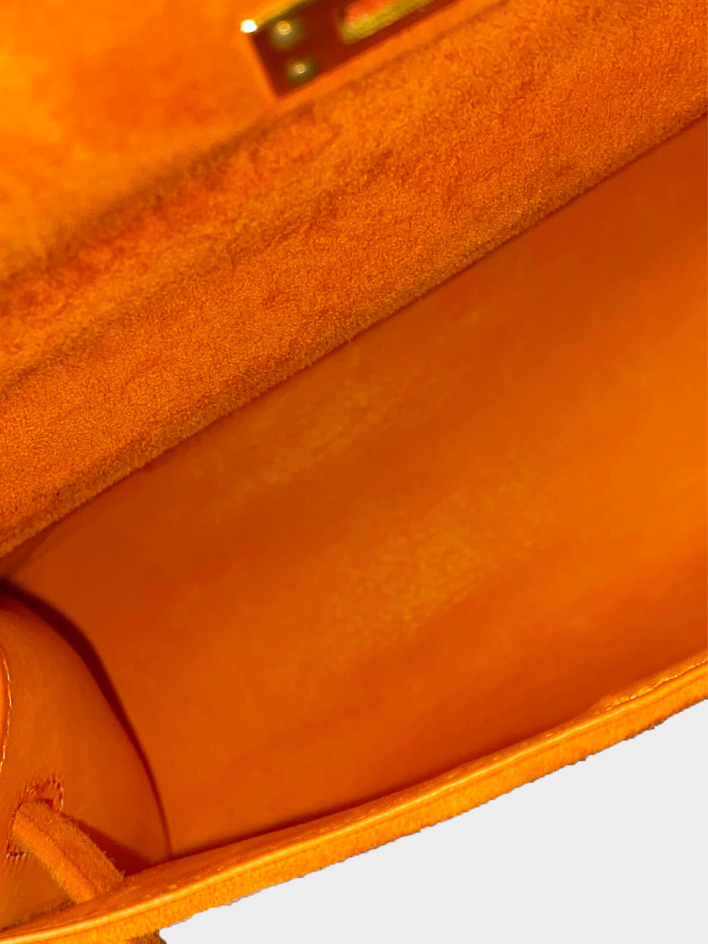 Hermès 2005 Orange Suede Mini Kelly Pochette