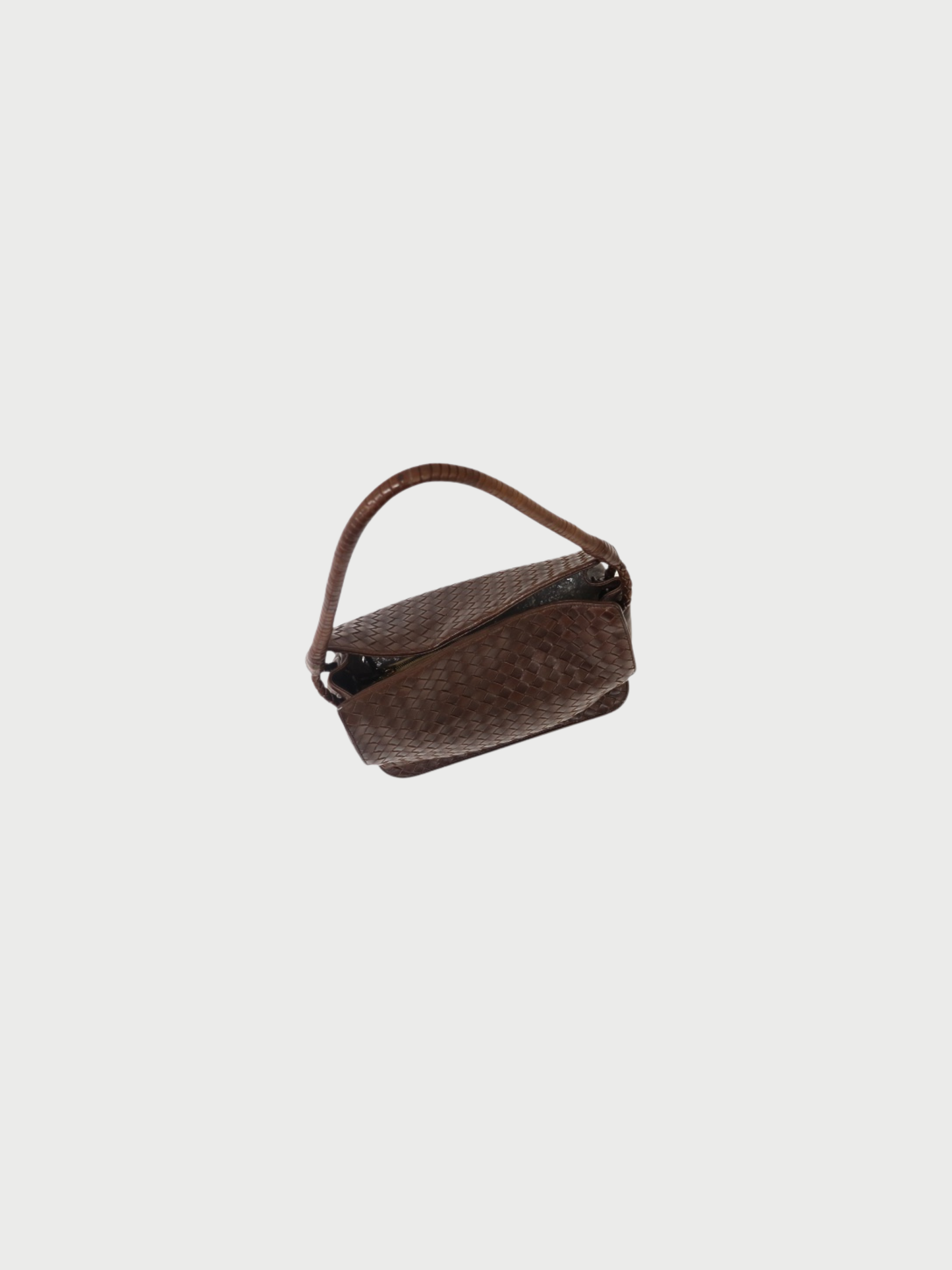 Bottega Veneta 2000s Brown Leather Intrecciato One-Shoulder Bag