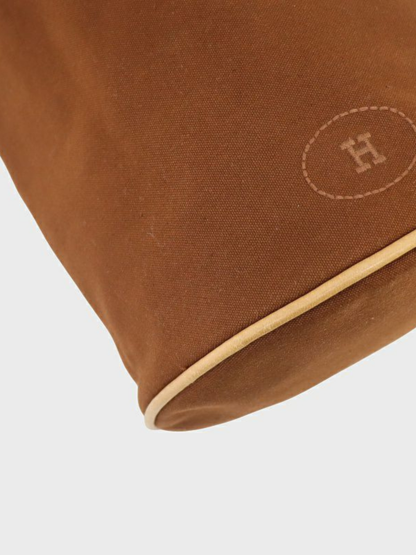 Hermès 2000s Brown Canvas Leather Polochon Mimile Bag