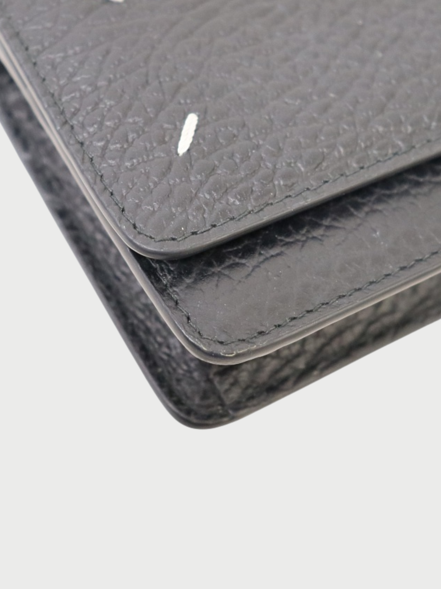 Maison Margiela 2010s Black Leather 4-Stitch Chain Wallet