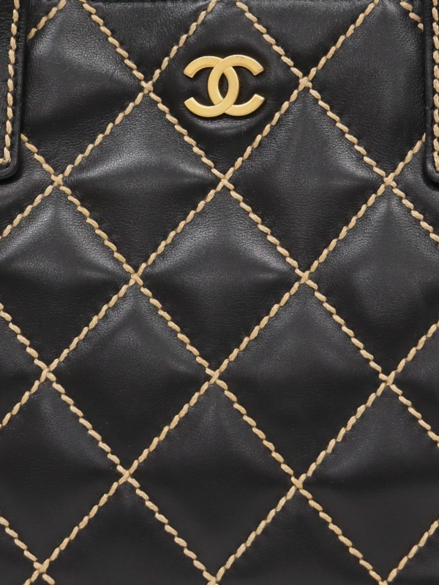 Chanel 2003 Black Leather Wild Stitch Handbag