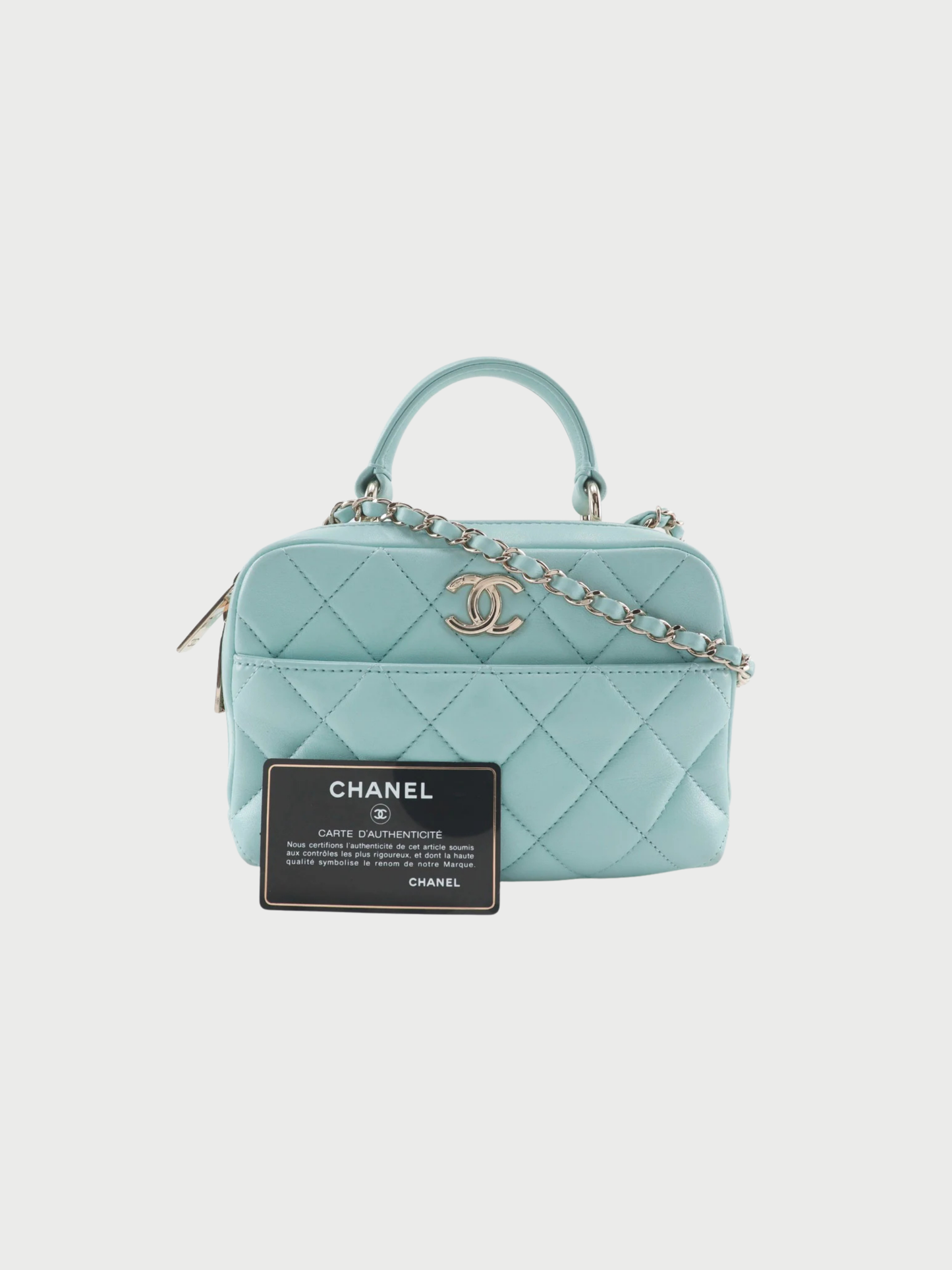 Chanel 2010s Light Blue Calfskin Trendy COCO Mark Handbag