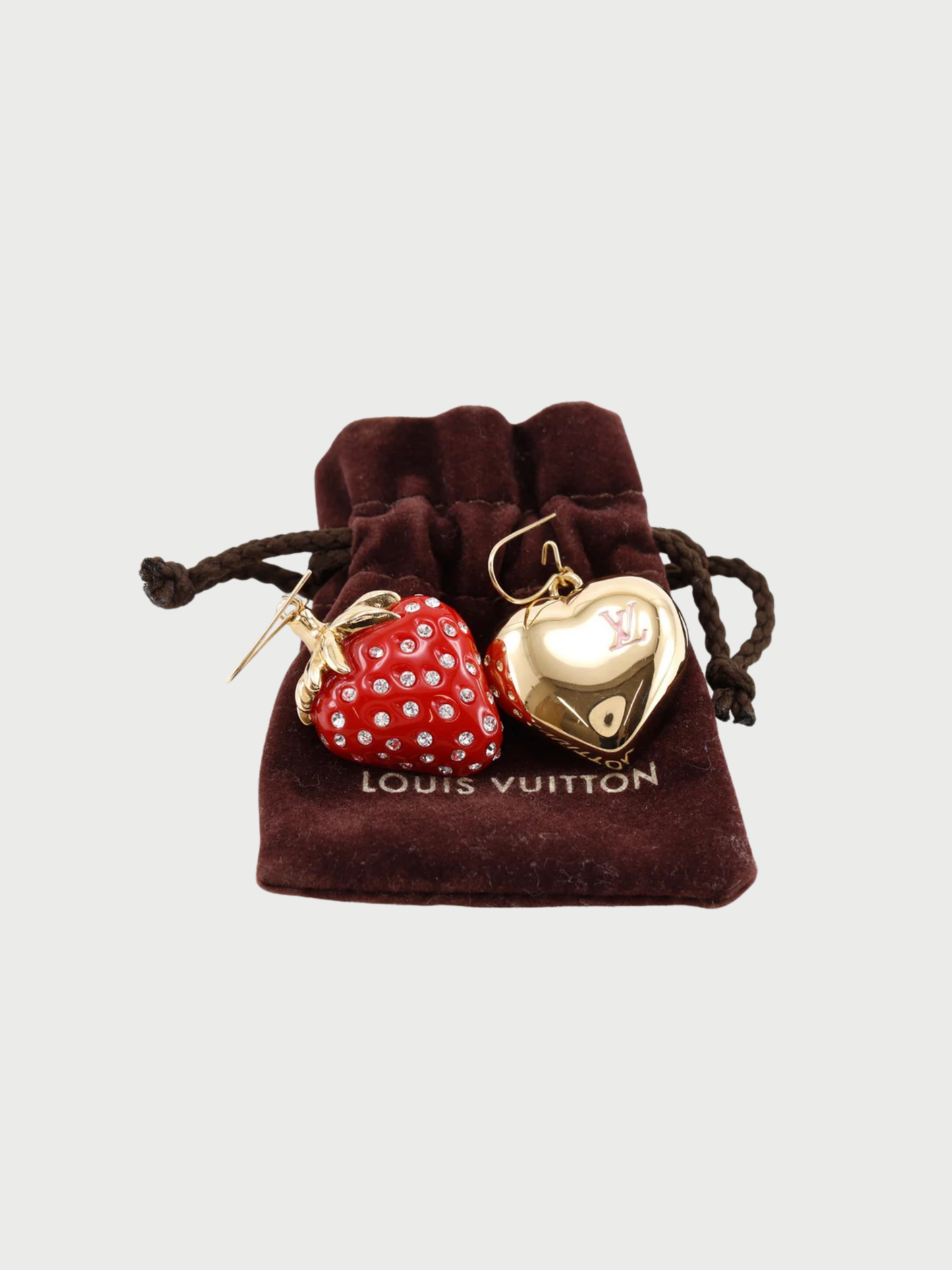 Louis Vuitton SS 2011 Red Pink Resin Rhinestone Strawberry Earrings