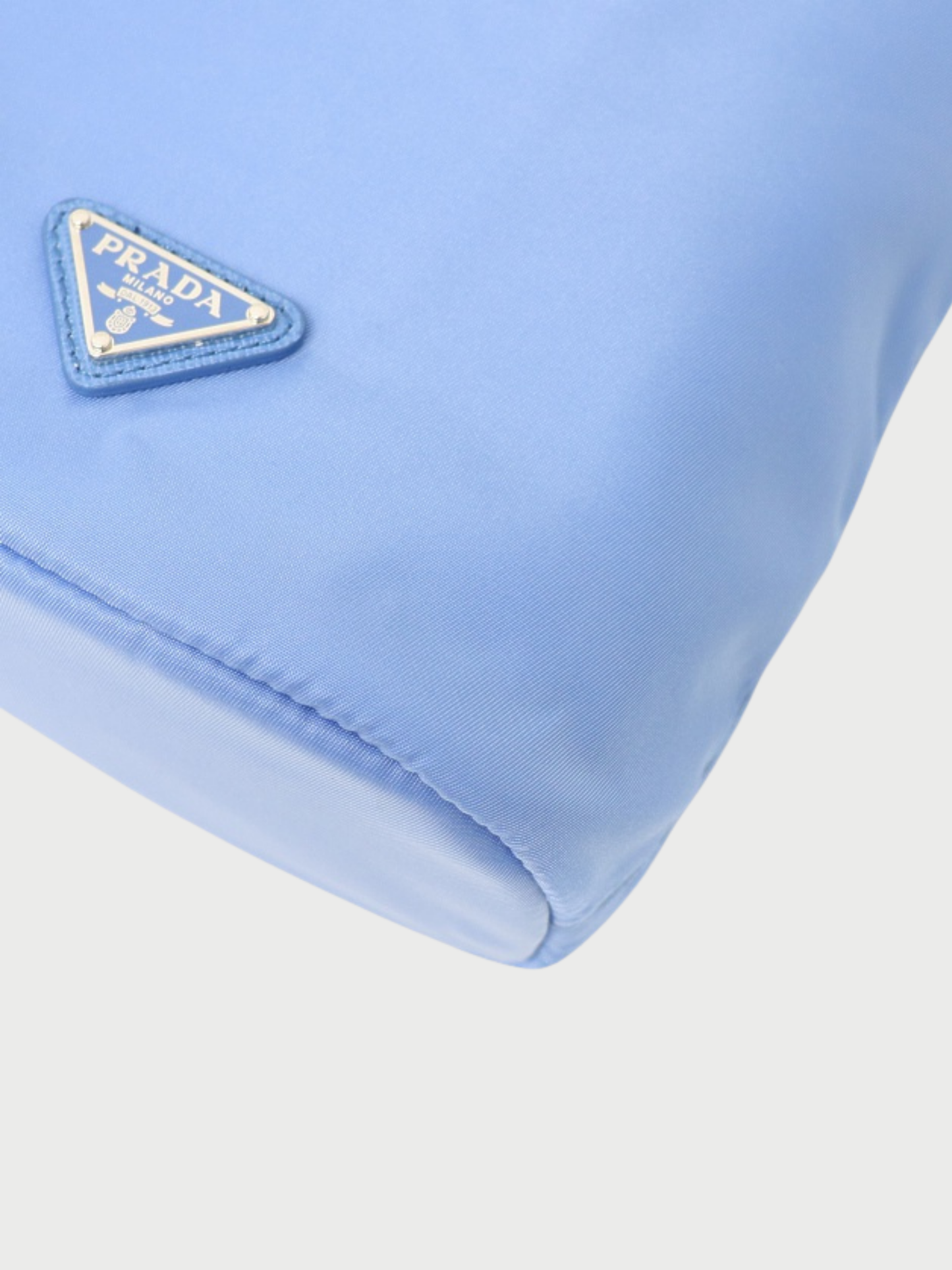 Prada 2000s Blue Nylon Triangle Logo Pouch