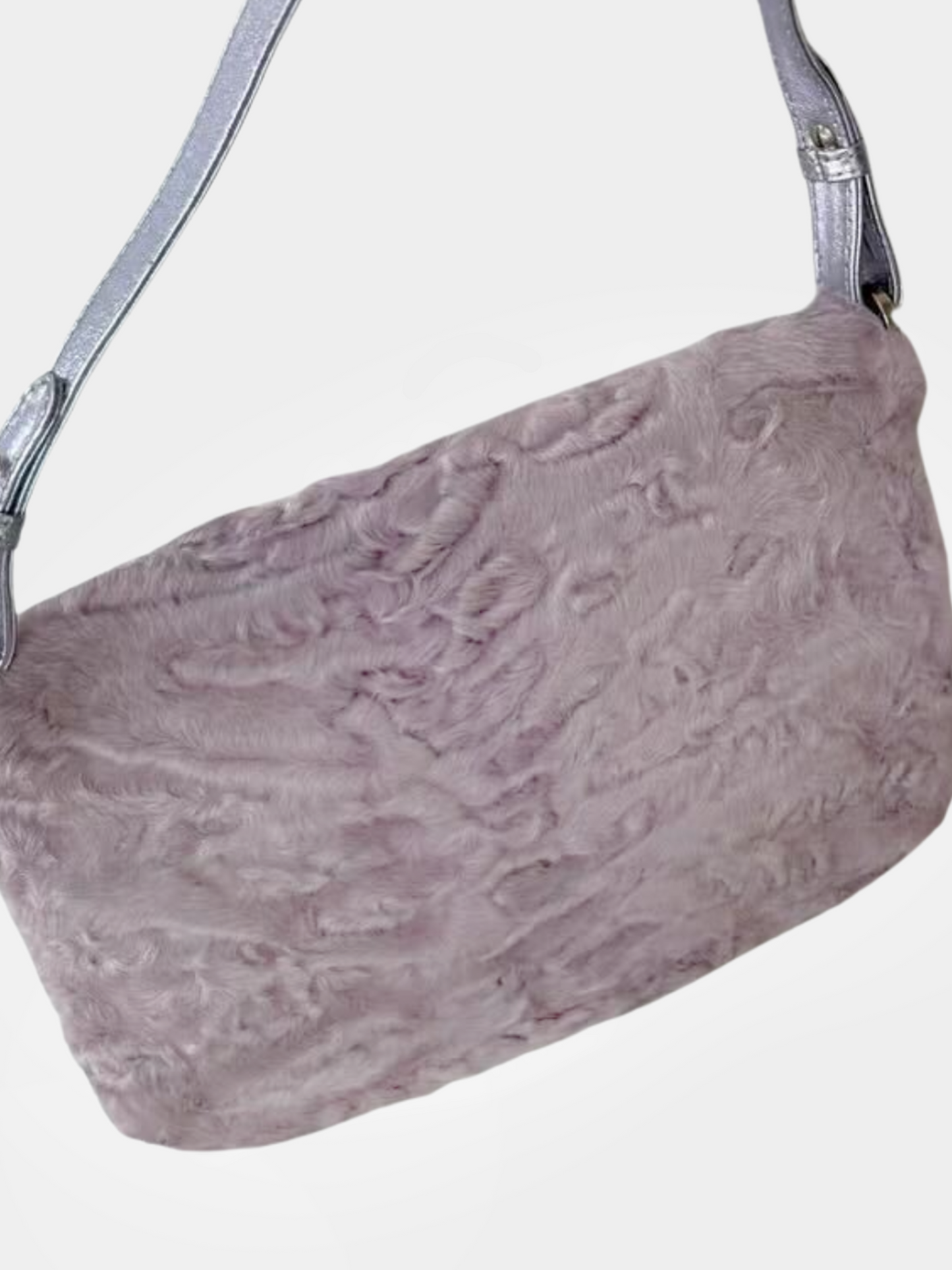 Valentino 2000s Purple Leather Fur Embellished Shoulder Bag