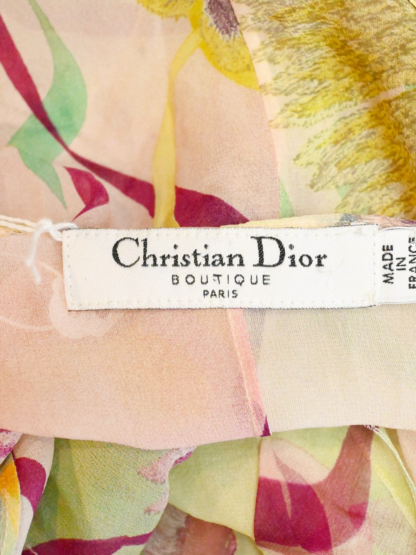 Christian Dior 2006 Multicolor Ruffled Floral Top and Flared Skirt Set