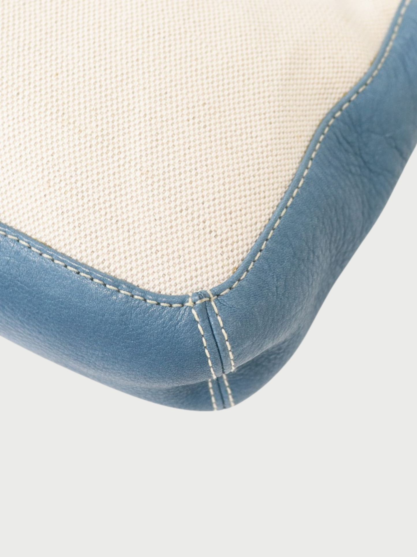 Loewe 2000s White Blue Canvas Leather Anagram Studded Shoulder Bag