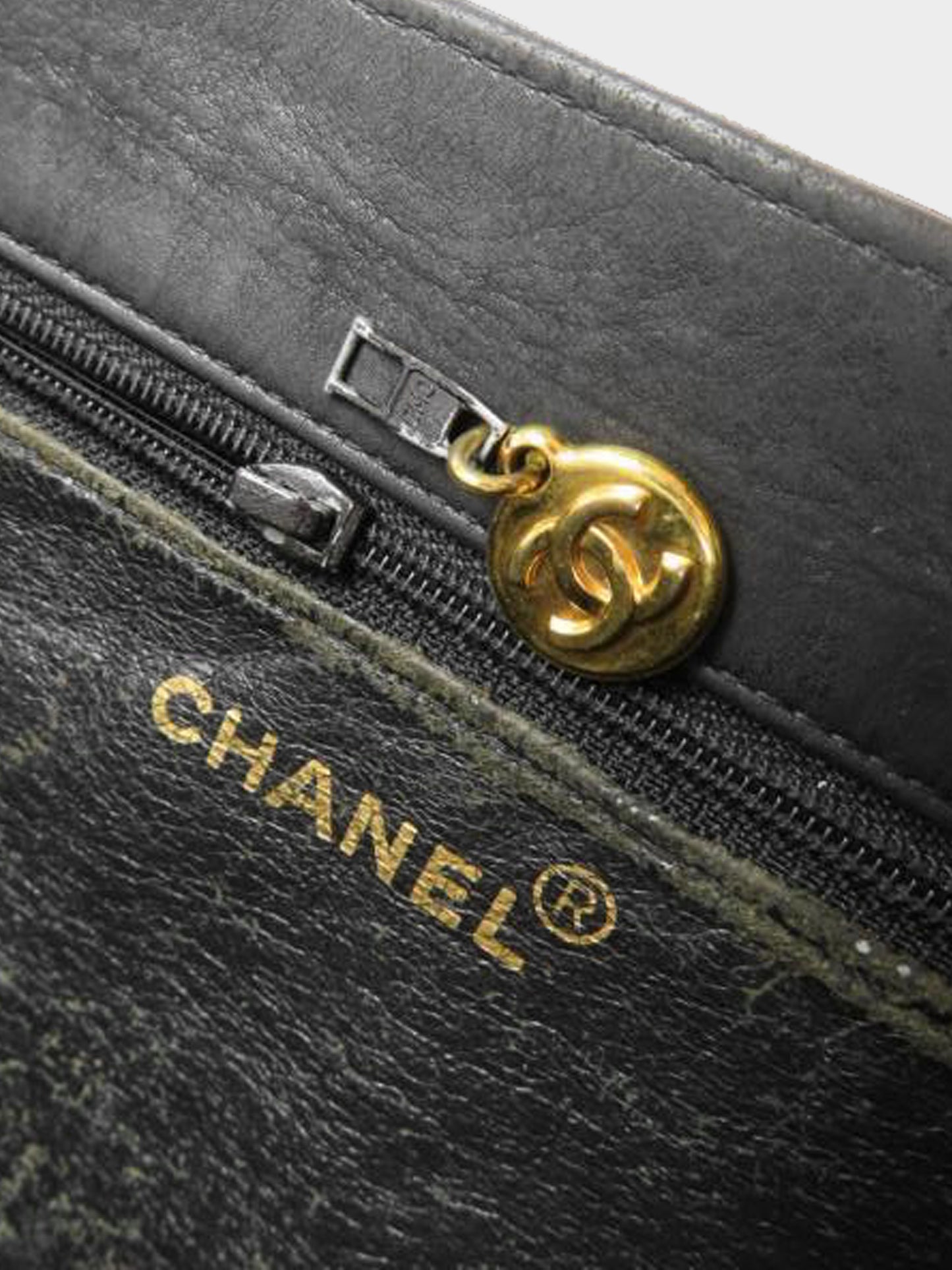Chanel 1990s Black Lambskin Leather CC Tote Bag