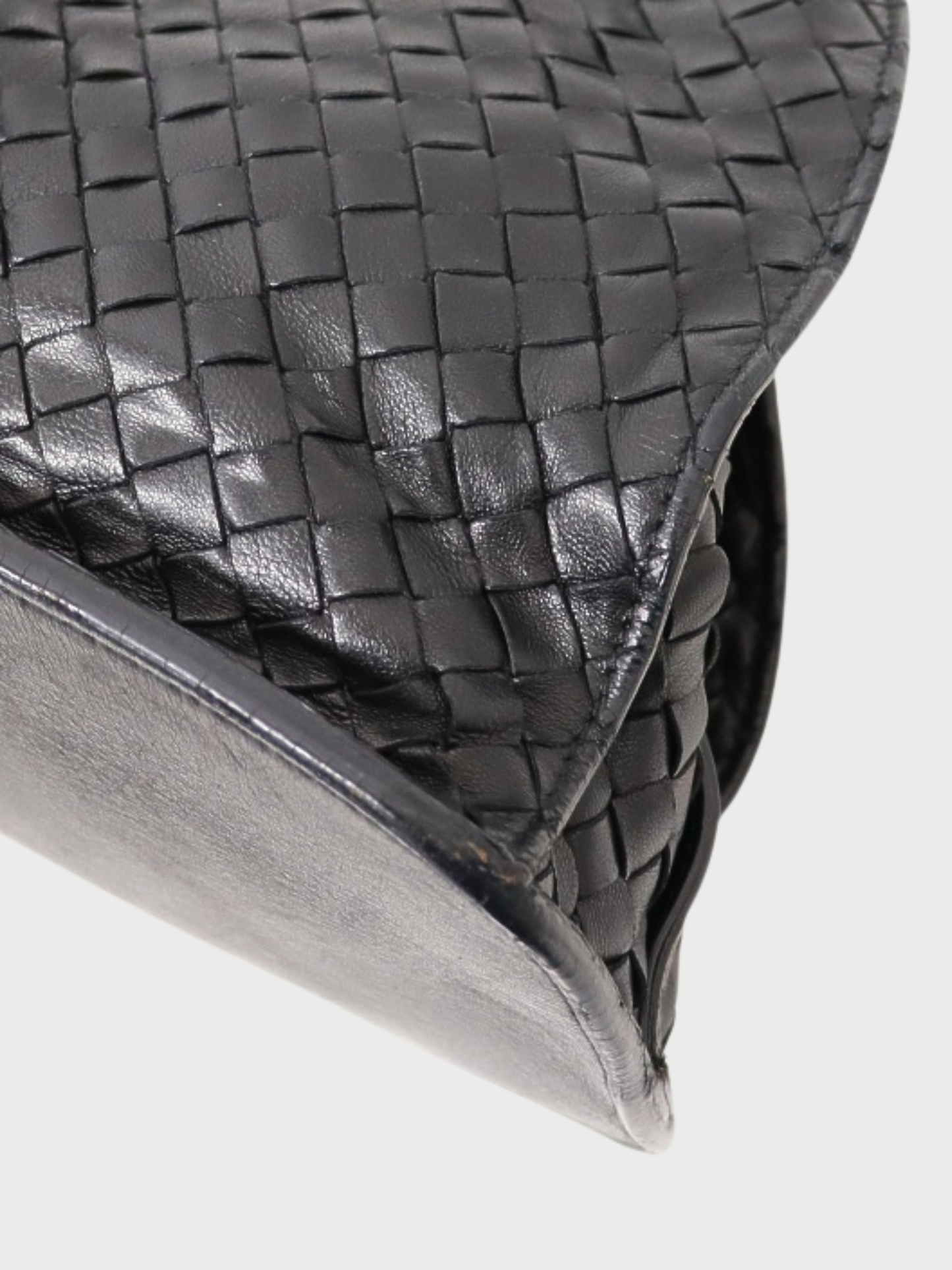 Bottega Veneta 2000s Black Intrecciato PVC Leather Chain Handbag