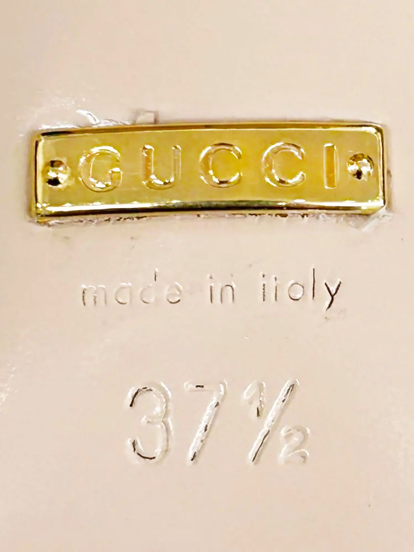 Gucci 2010s Metallic Gold Crinkle Leather Block Heeled Loafers