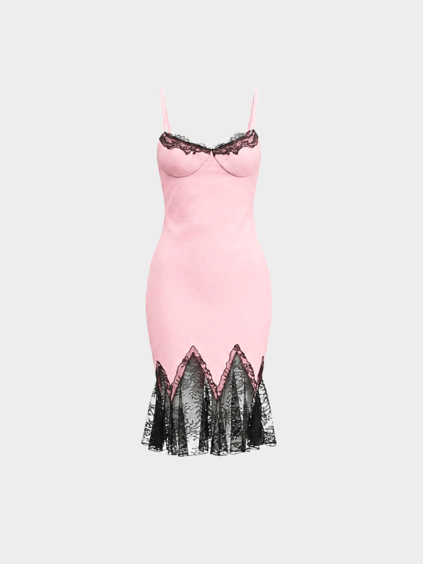 Versace SS 2002 Pink Silk Slip Lace Dress
