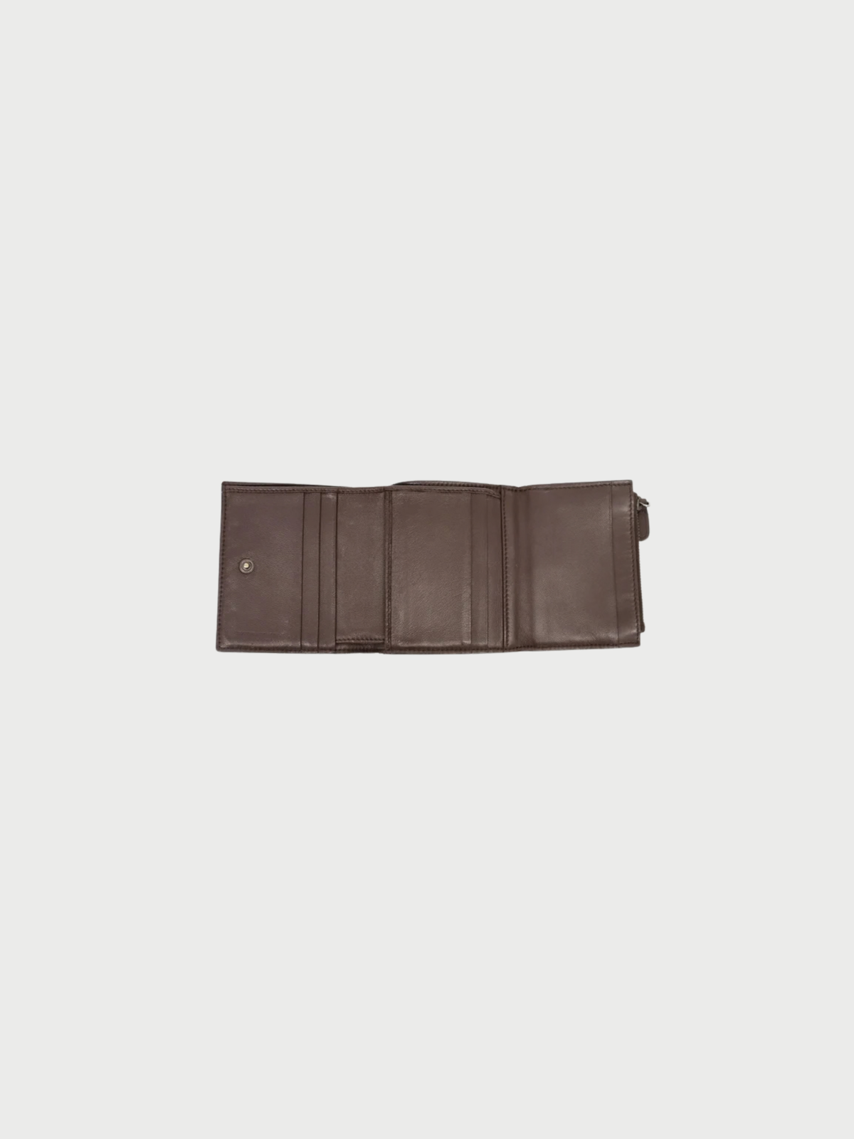 Bottega Veneta 2000s Brown Intrecciato Leather Compact Wallet