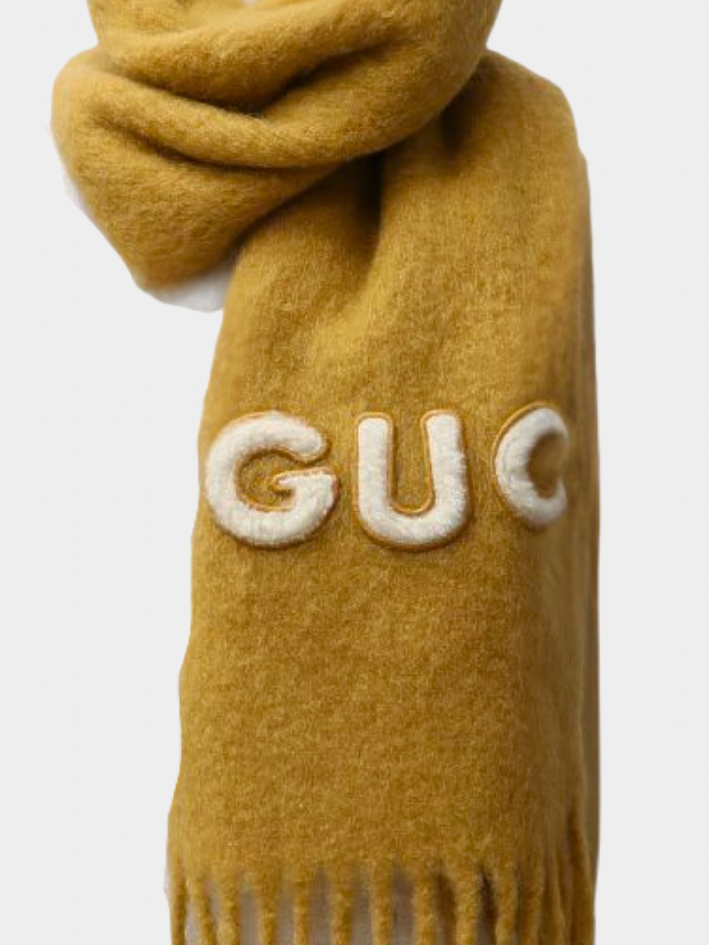 Gucci 2000s Brown Logo Wool Mohair Scarf