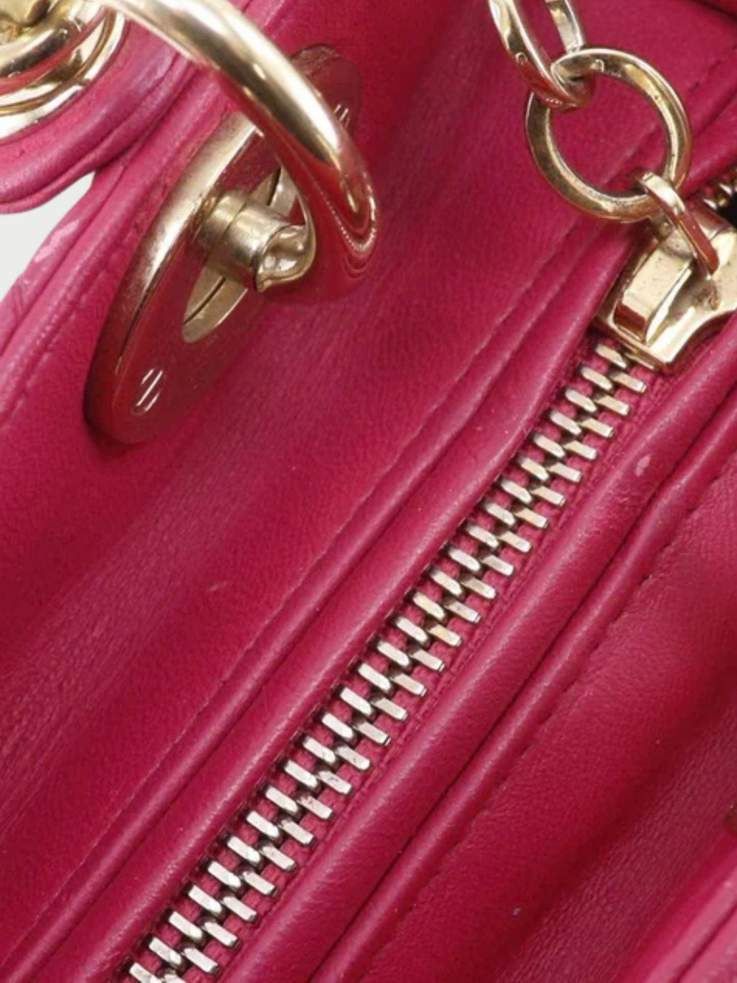 Christian Dior 2010s Raspberry Pink Lambskin Lady Dior Medium Bag