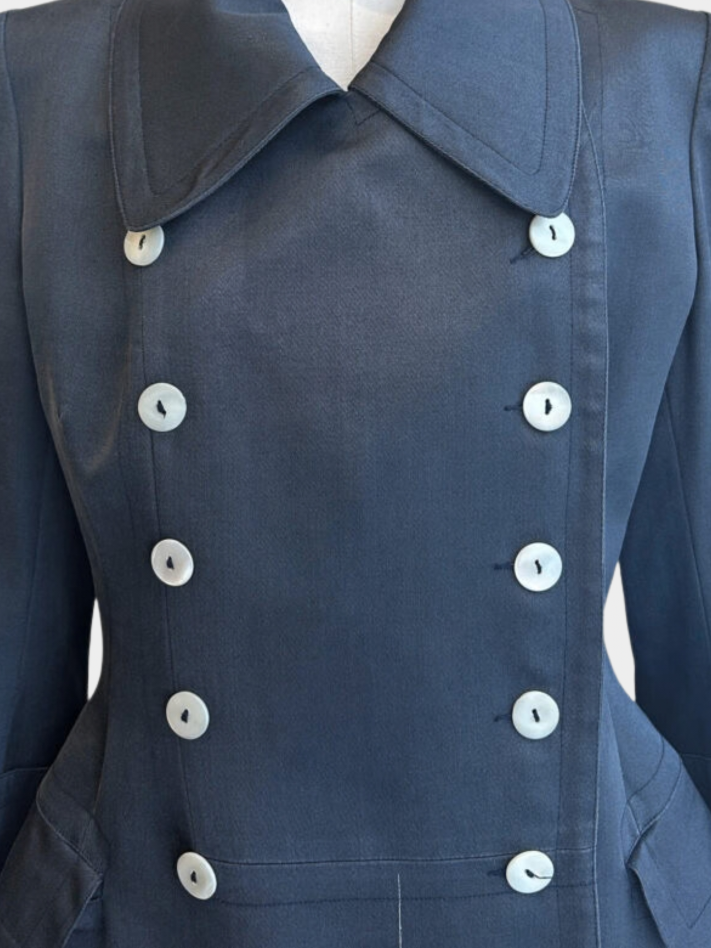 John Galliano 1994 Slate Blue Double Breasted Coat