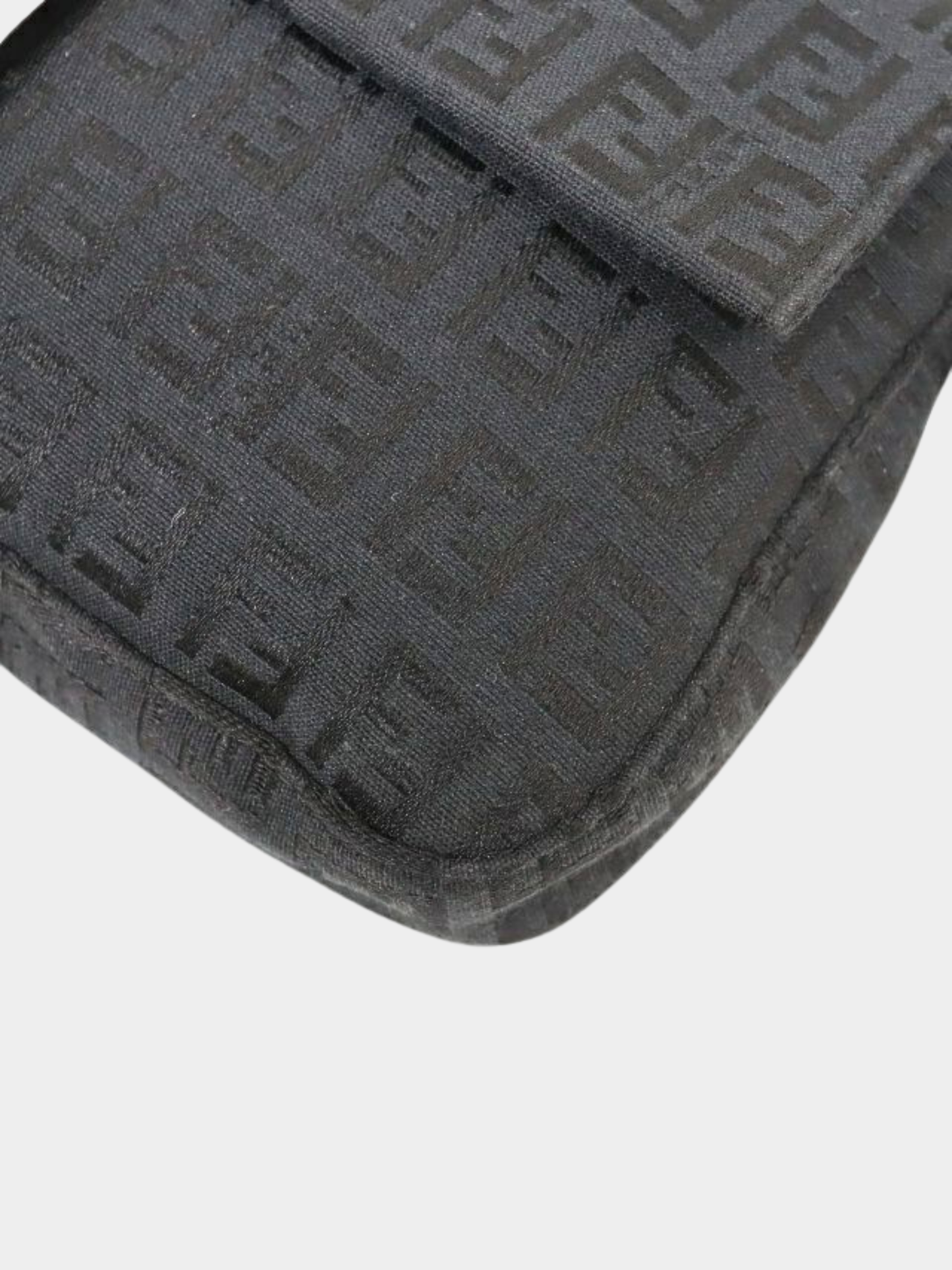 Fendi 2000s Black Canvas and Leather Zucca Mamma Baguette Bag