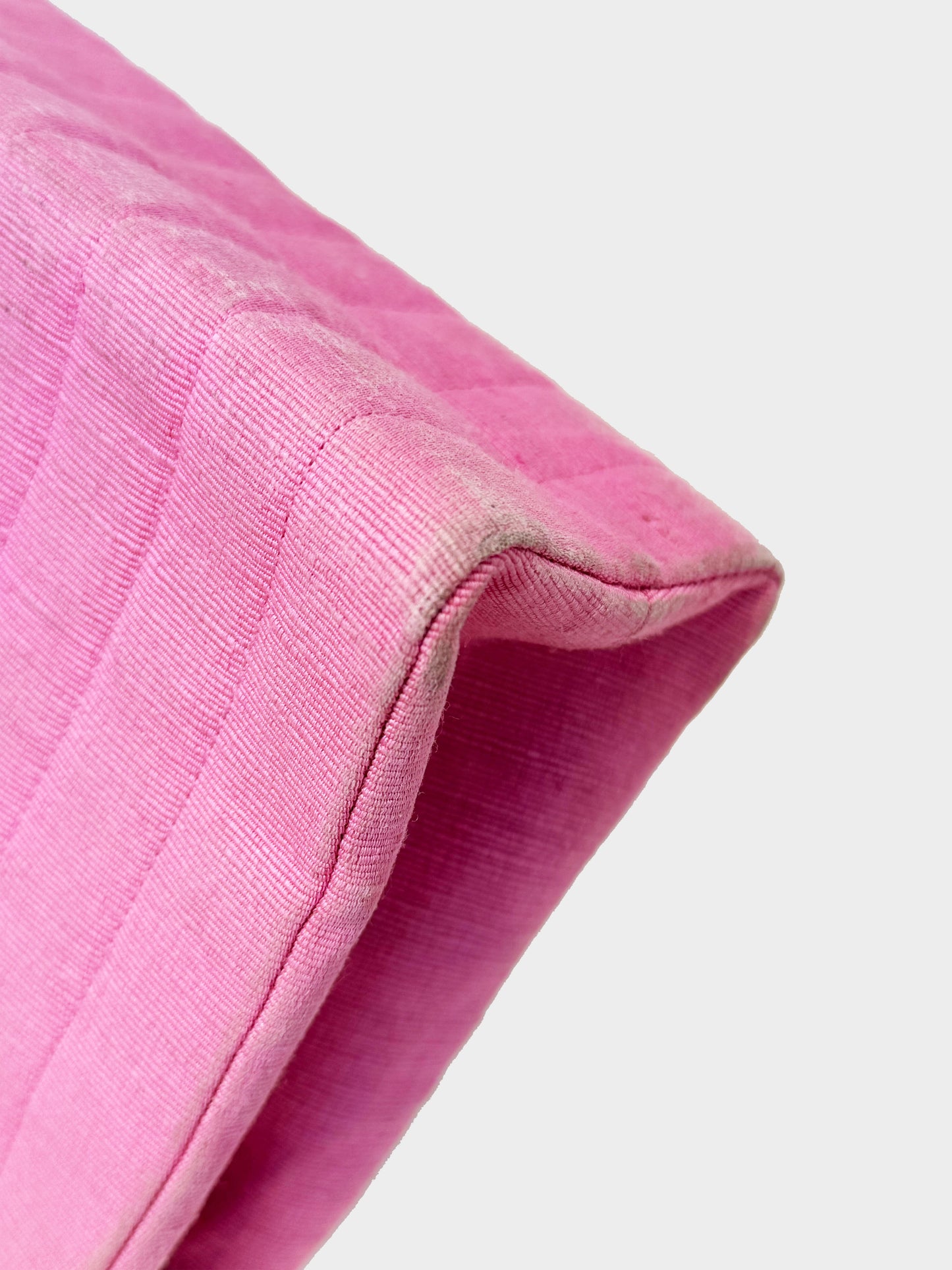 Chanel 1991-1994 Pink Canvas Stitched Flap Bag