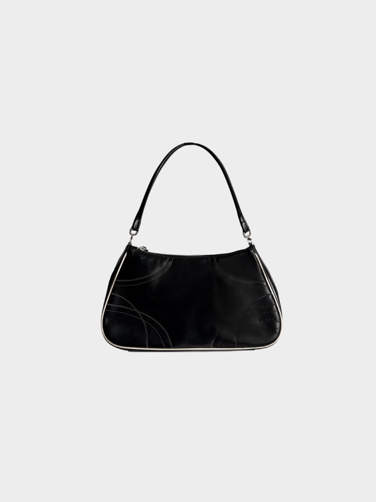 Prada FW 2000 Black Leather Shoulder Bag