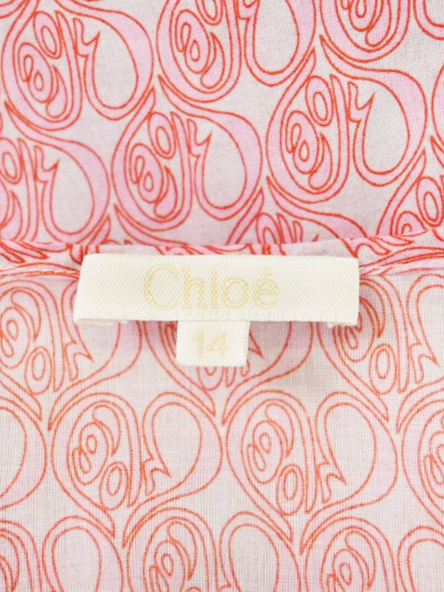 Chloé Kids 2000s Pink and White Heart Logo Pattern Print Top/Dress