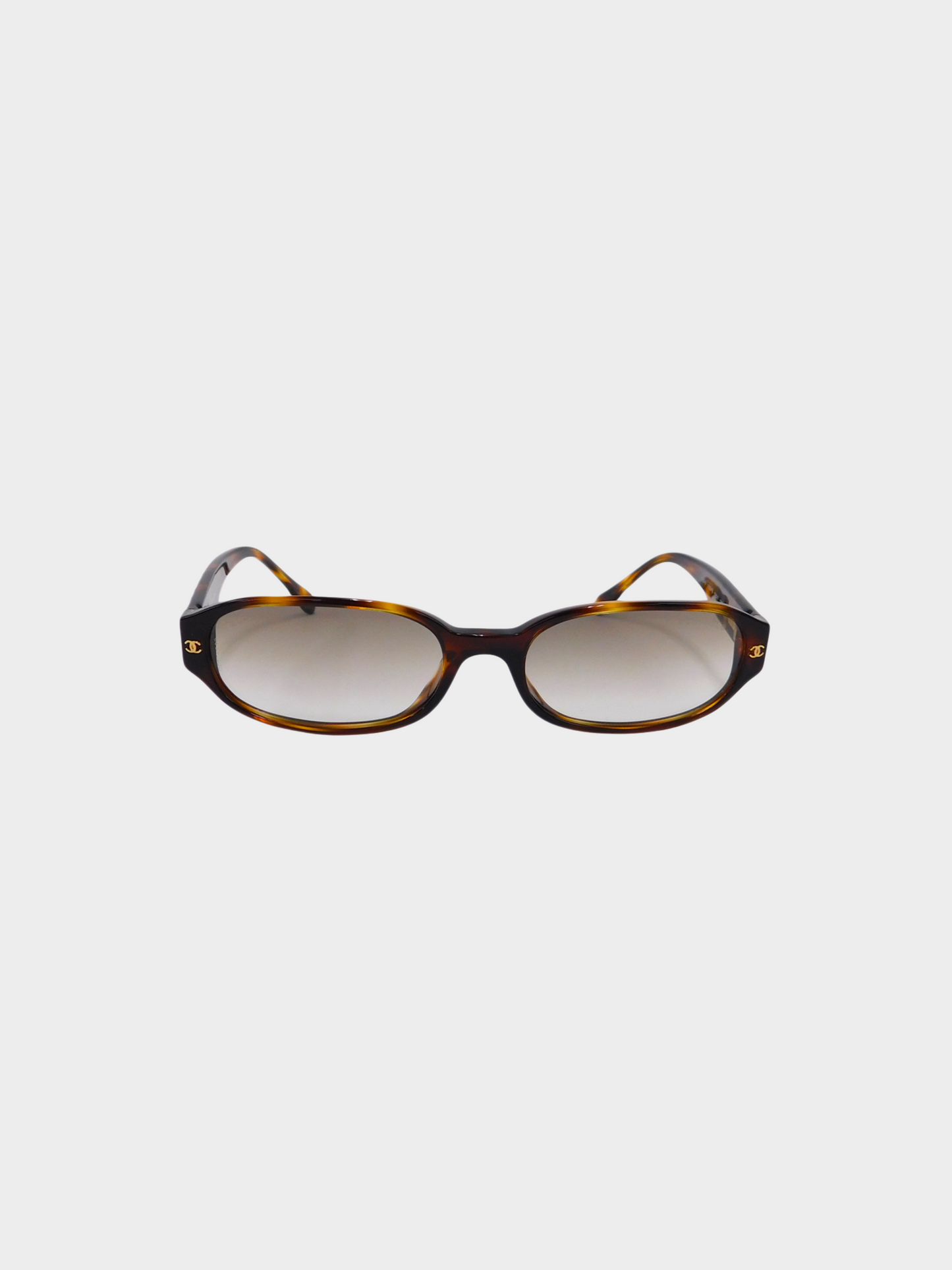 Chanel 2000s Brown Tortoiseshell CC Rhinestone Matelasse Sunglasses