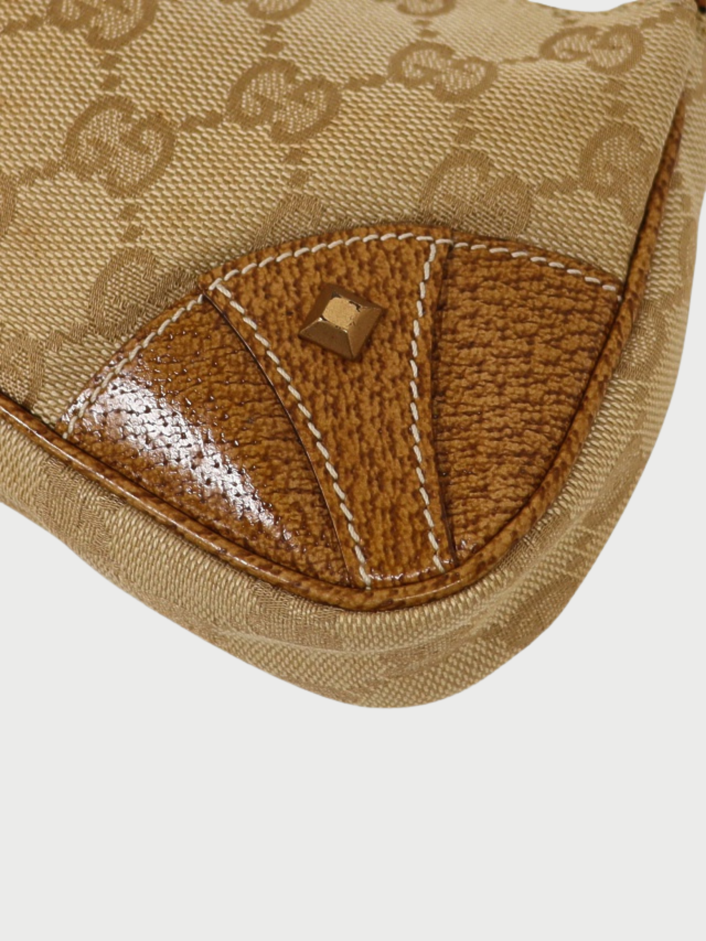 Gucci 2000s Beige GG Canvas Chain One-Shoulder Bag