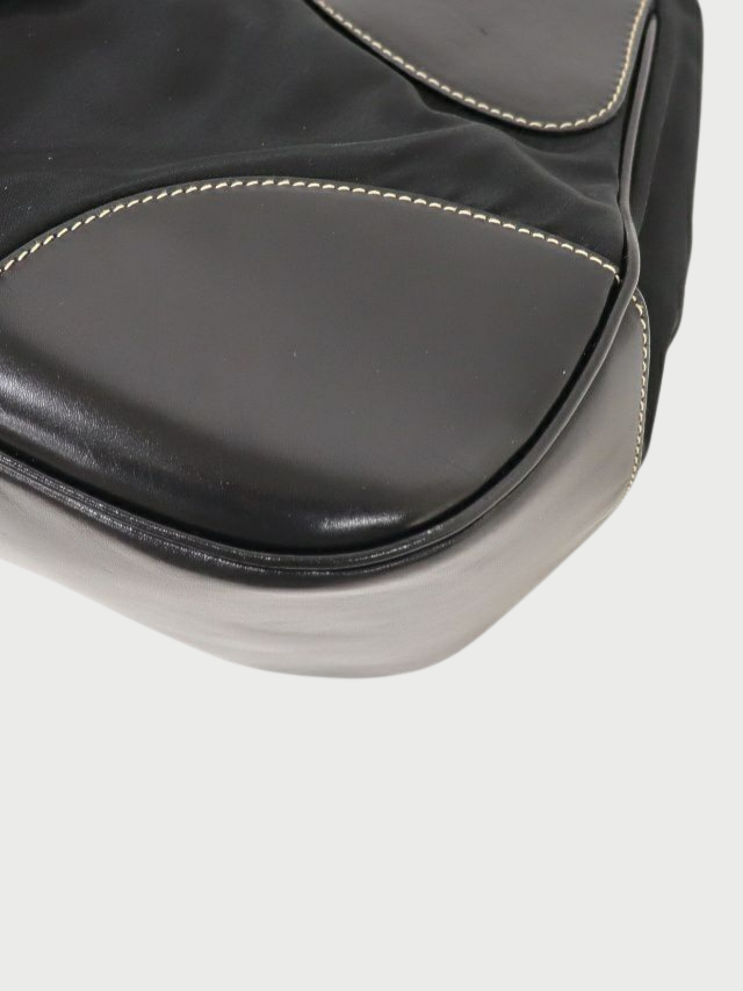 Prada 2000s Black Triangle Logo Nylon Leather Handbag