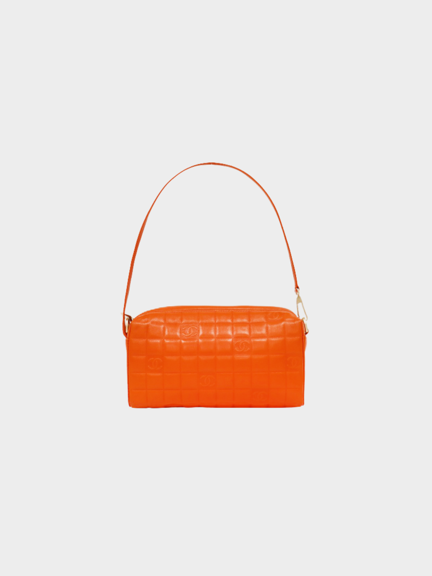 Chanel 2003 Orange Lambskin Chocolate Bar Shoulder Bag