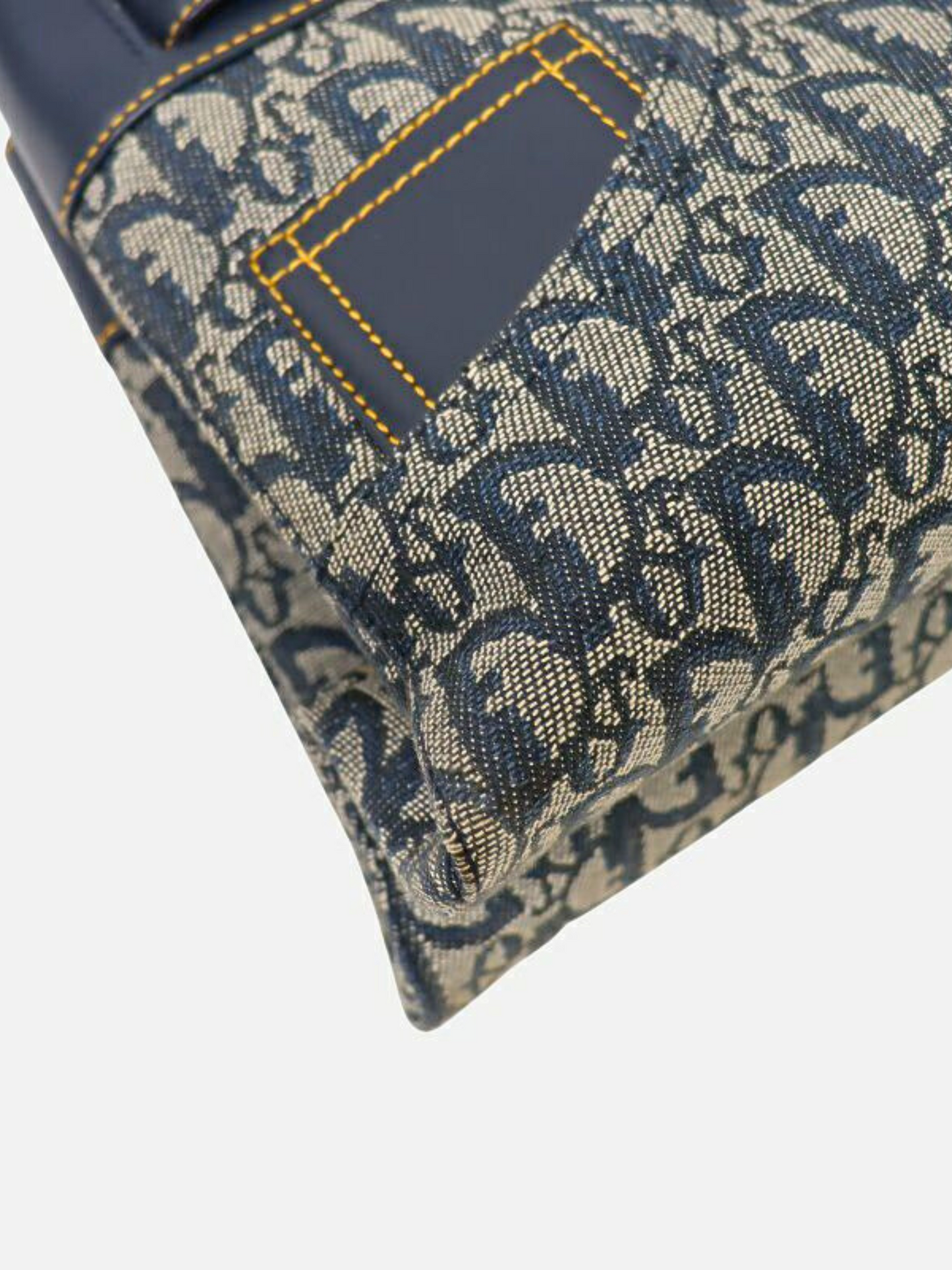 Christian Dior 2000s Navy Trotter Canvas and Leather Handbag