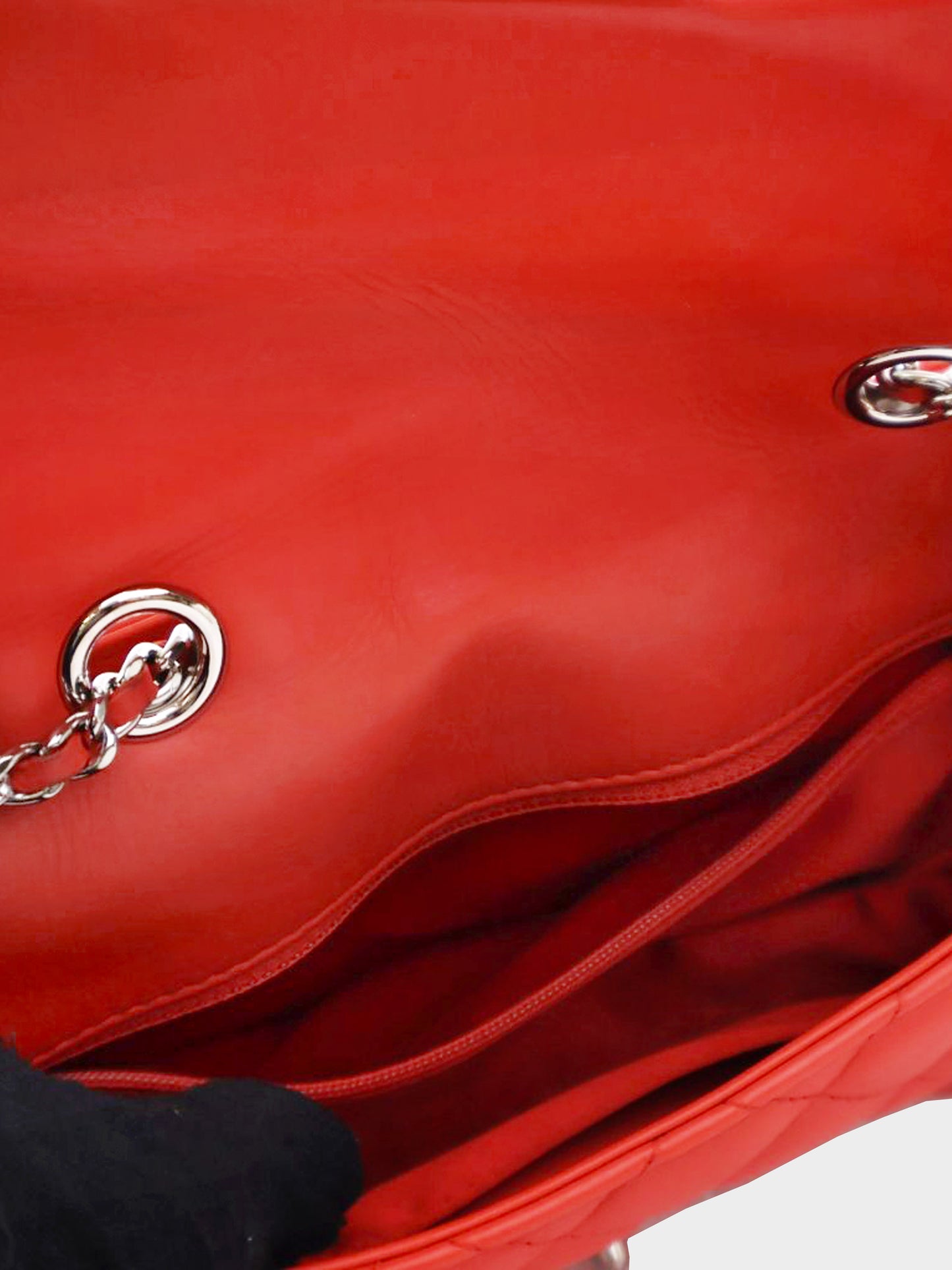 Chanel 2014 Red Lambskin 3 Accordion Small Flap Bag
