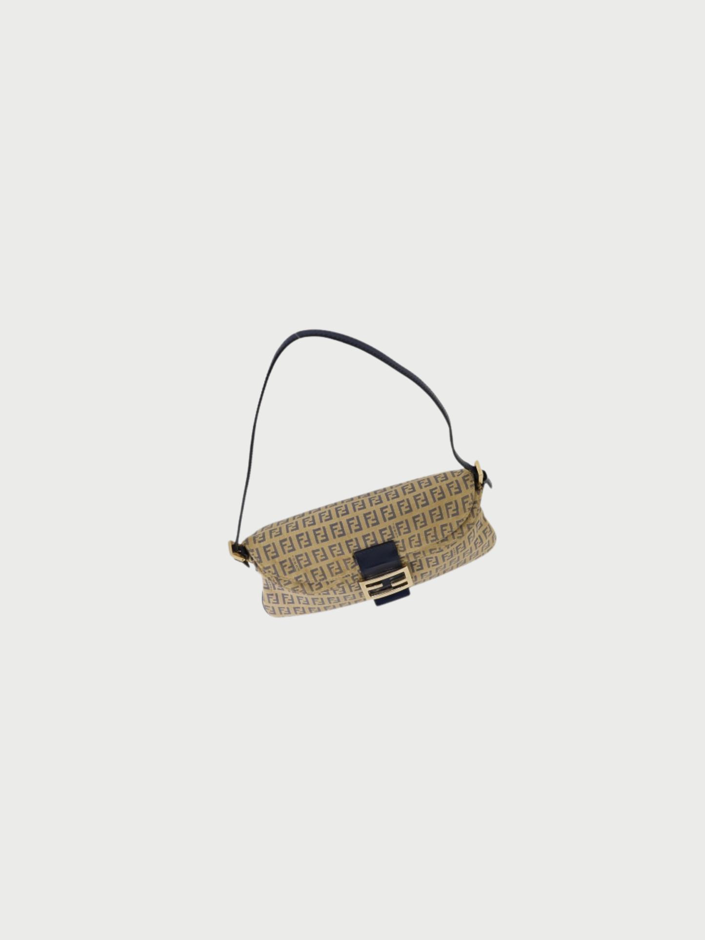Fendi 2000s Beige Zucchino Canvas Leather Mamma Baguette