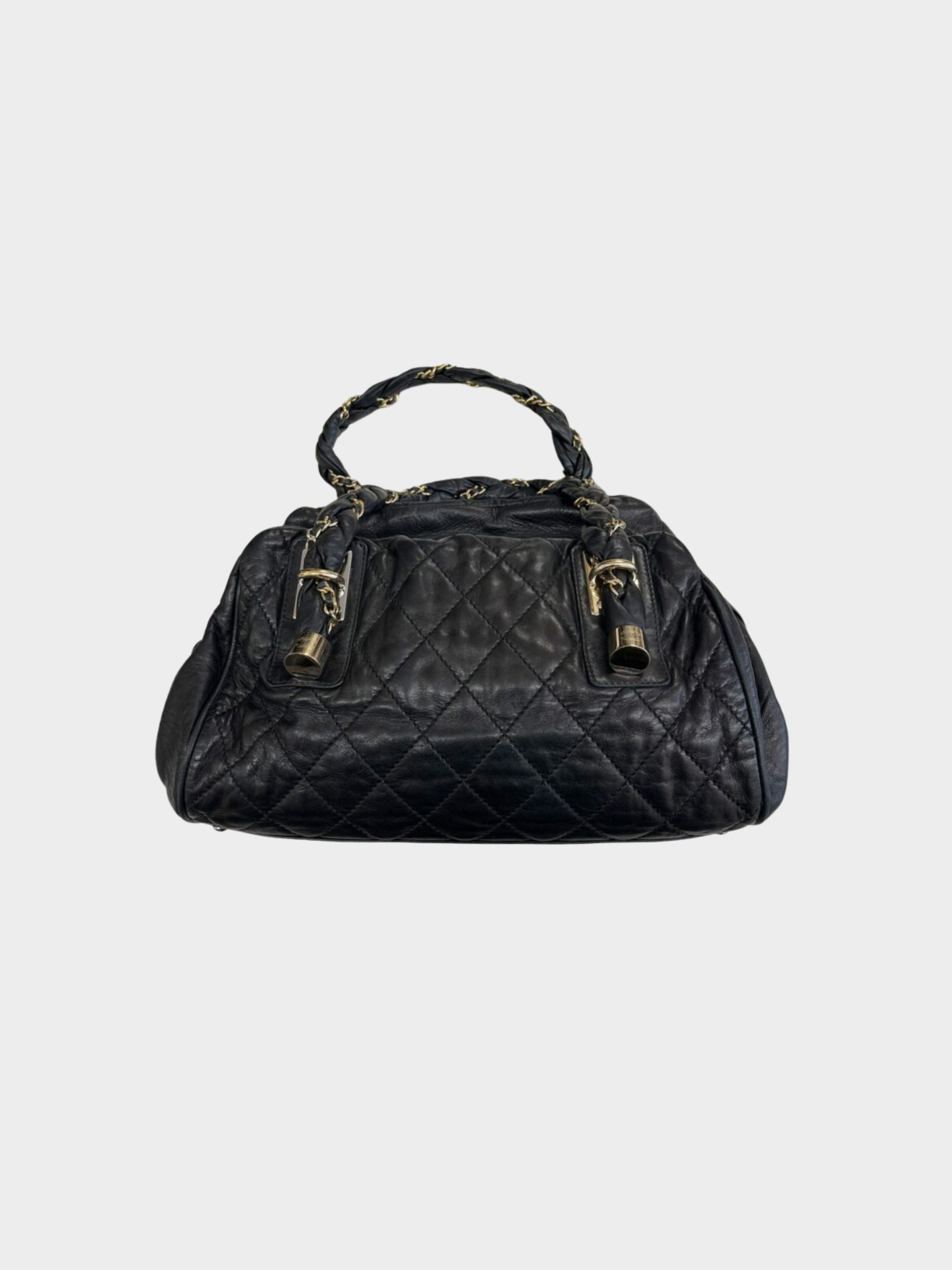 Chanel 2007 Black Quilted Leather Lady Braid Satchel Bag