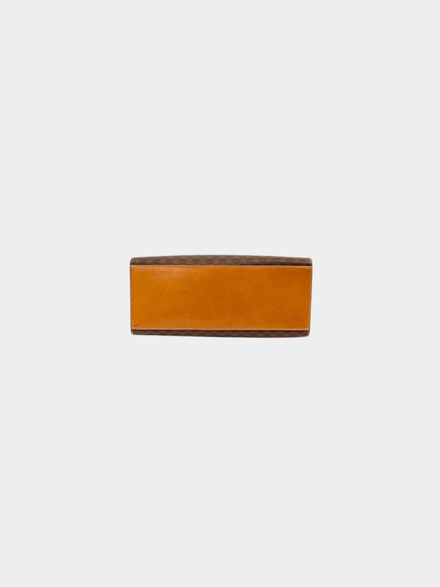 Celine 1990s Brown Macadam PVC and Leather Gancini Hardware Handbag