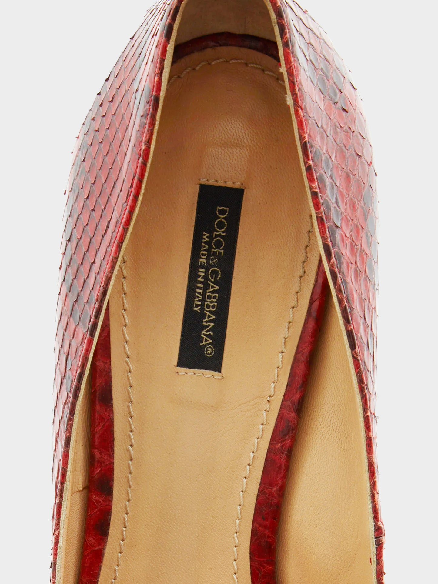 Dolce and Gabbana 2010s Red Cardinal Python Leather Pumps