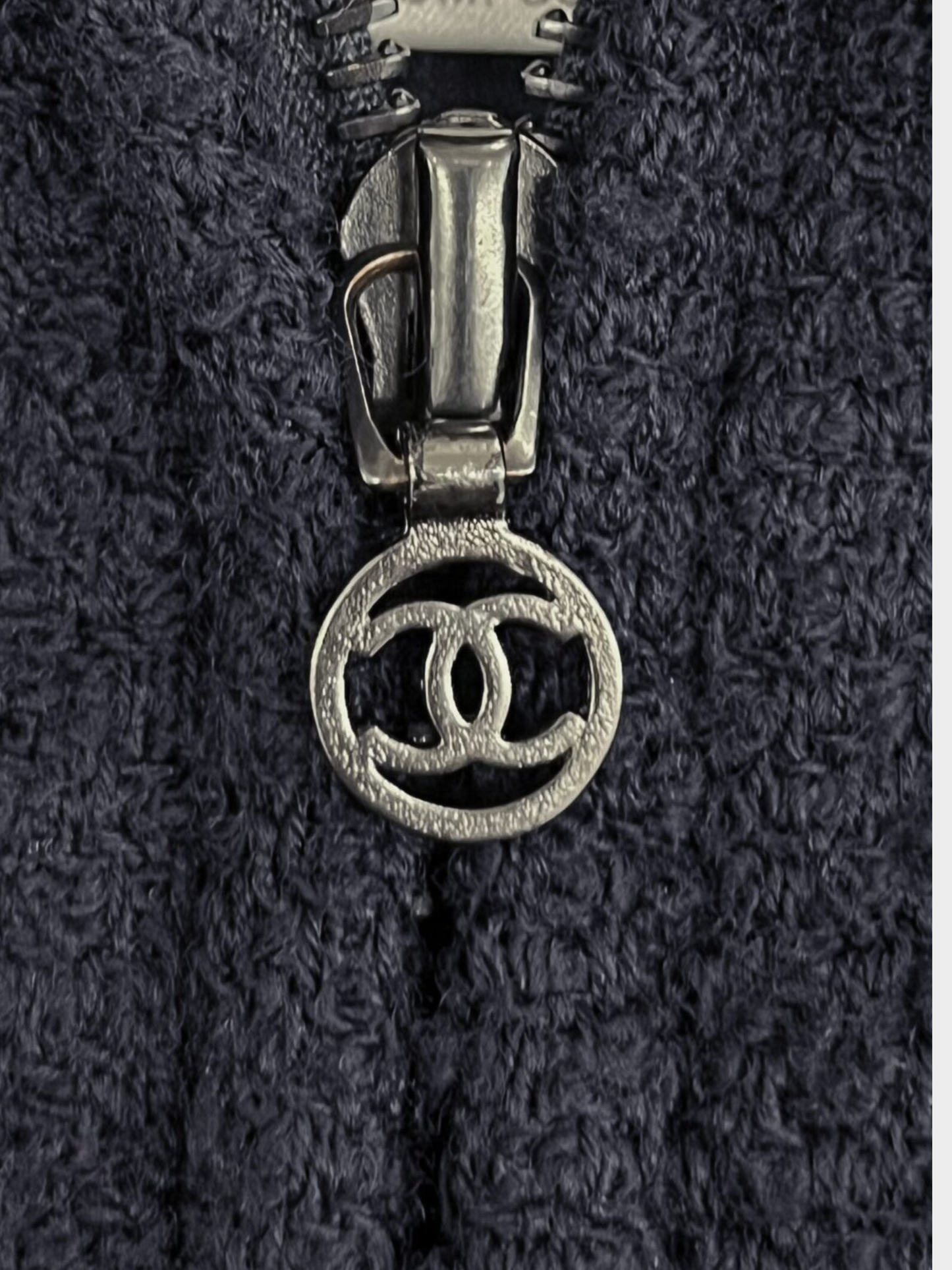 Chanel 1997 Navy Bouclé Skirt Suit