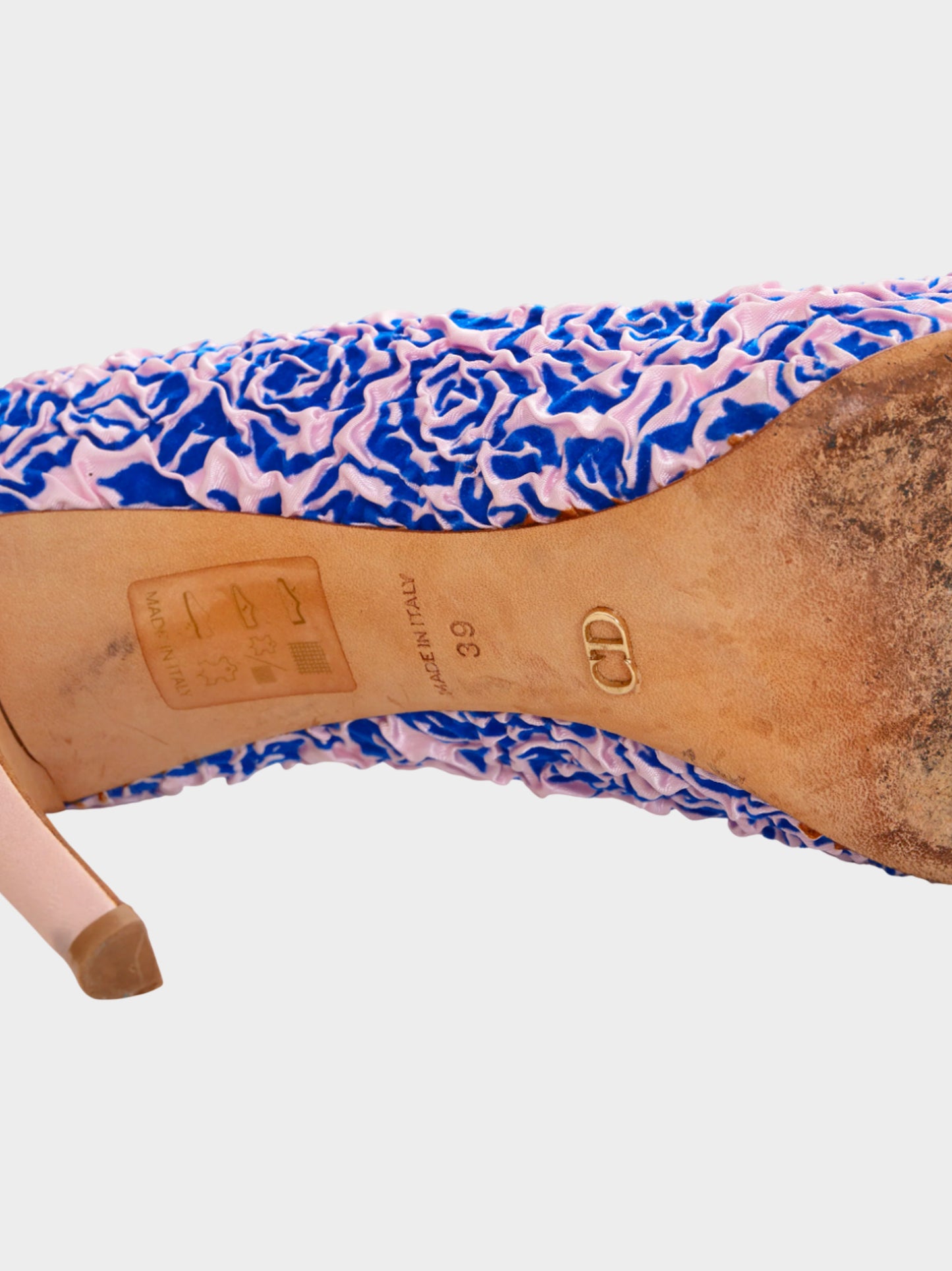 Christian Dior Early 2000s Pink and Blue Rosette Pumps