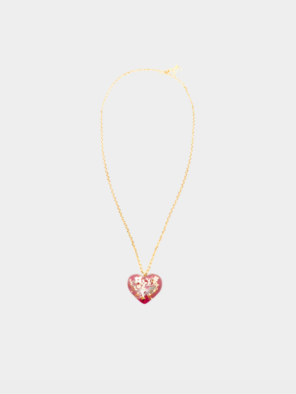 Louis Vuitton 2009 Resin and Crystal Inclusion Heart Pendant Necklace