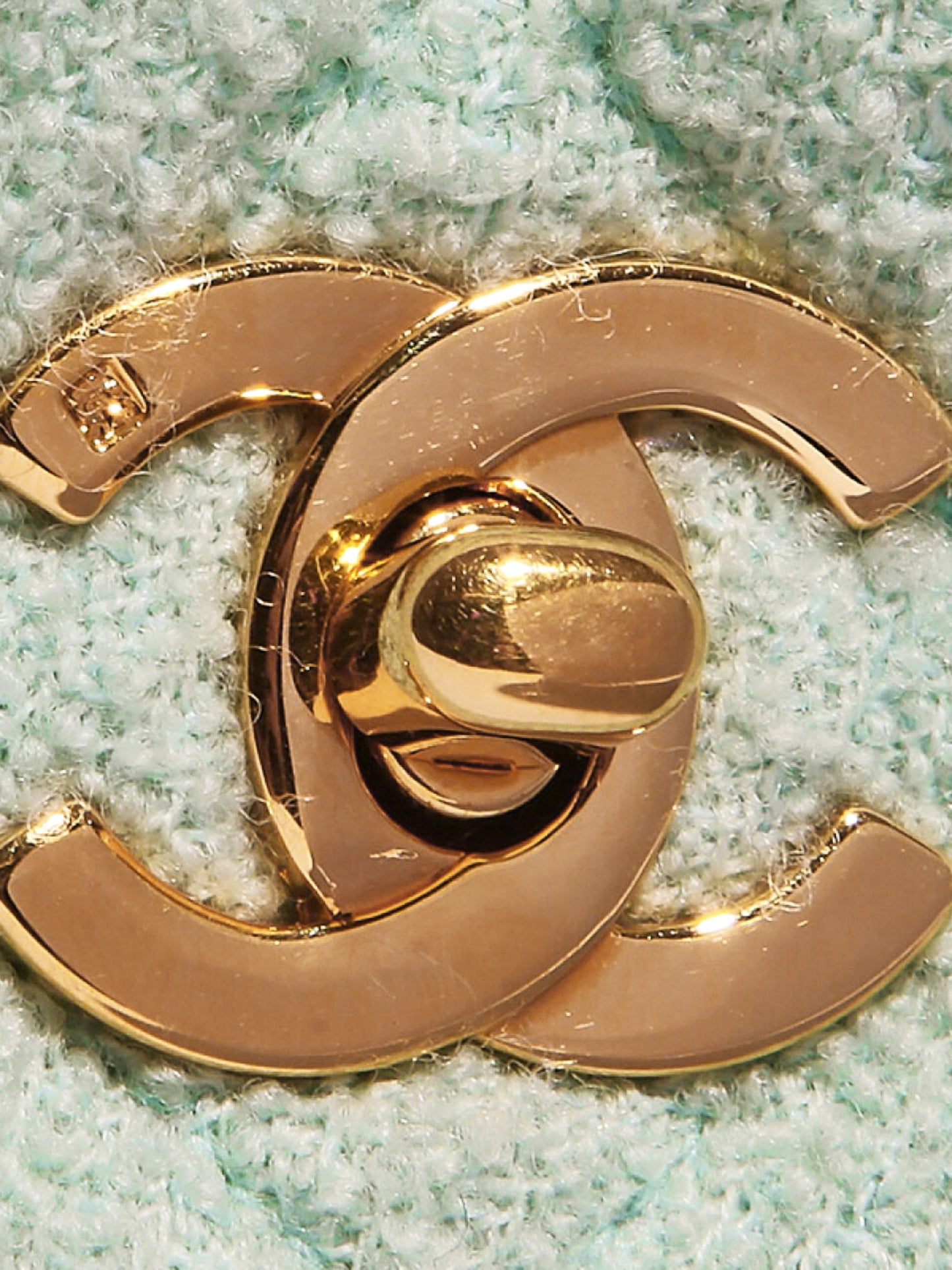 Chanel FW 1994-1995 Rare Pale Turquoise Terry Cloth Flap Bag