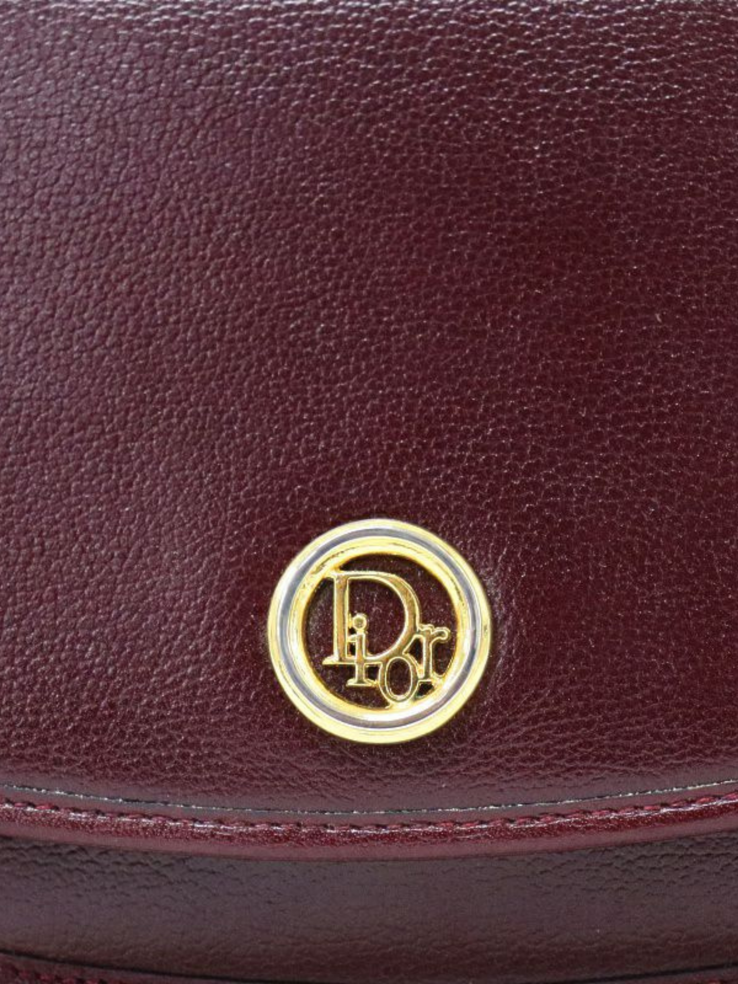 Christian Dior 2000s Bordeaux Leather Logo Hardware Shoulder Bag
