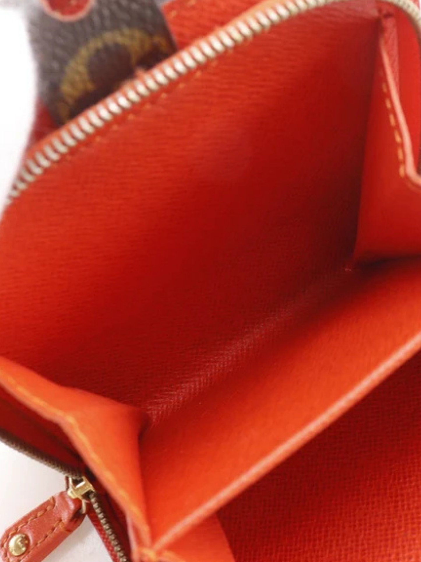 Louis Vuitton 2006 Brown Orange Monogram Perfo Compact Zip Wallet